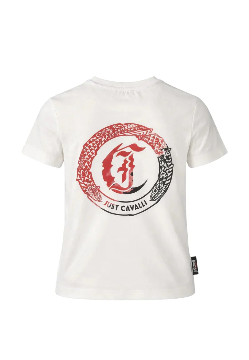 Just Cavalli completo bambino T-shirt e shorts panna nero JIP26059CJ WHITE CLOUD DANCER-BLACK JUST CAVALLI