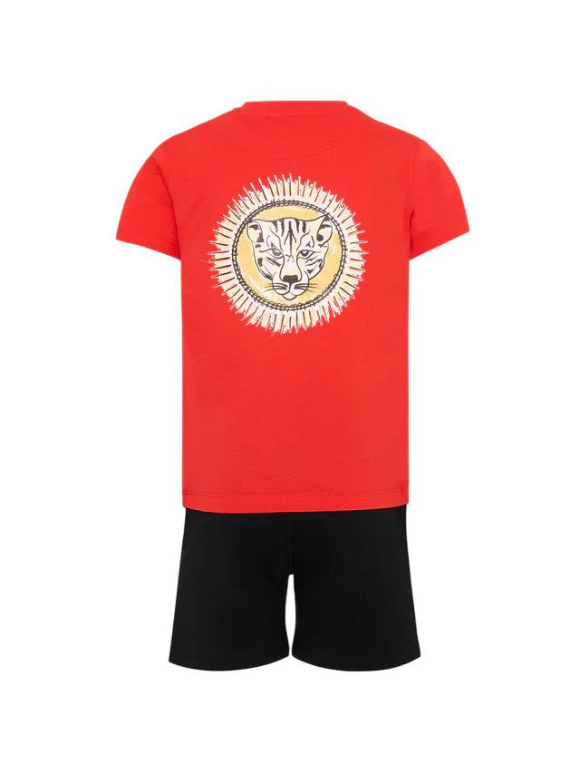 Just Cavalli completo bambino T-shirt e shorts rosso nero JIP26090CJ RED FLAME SCARLET-BLACK JUST CAVALLI