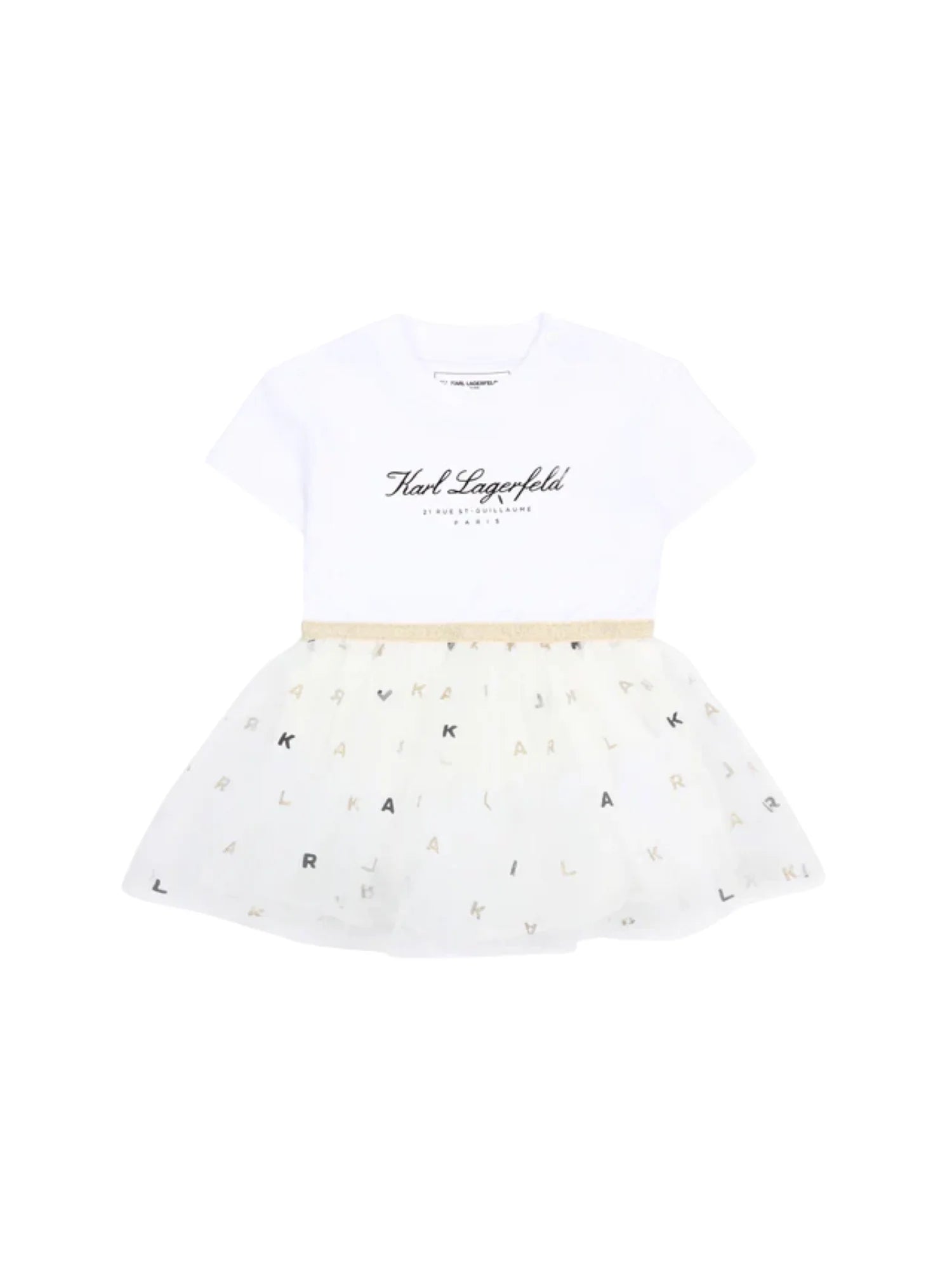 Karl Lagerfeld abito neonata con gonna in tulle bianco Z31043 BIANCO ECRU KARL LAGERFELD KIDS