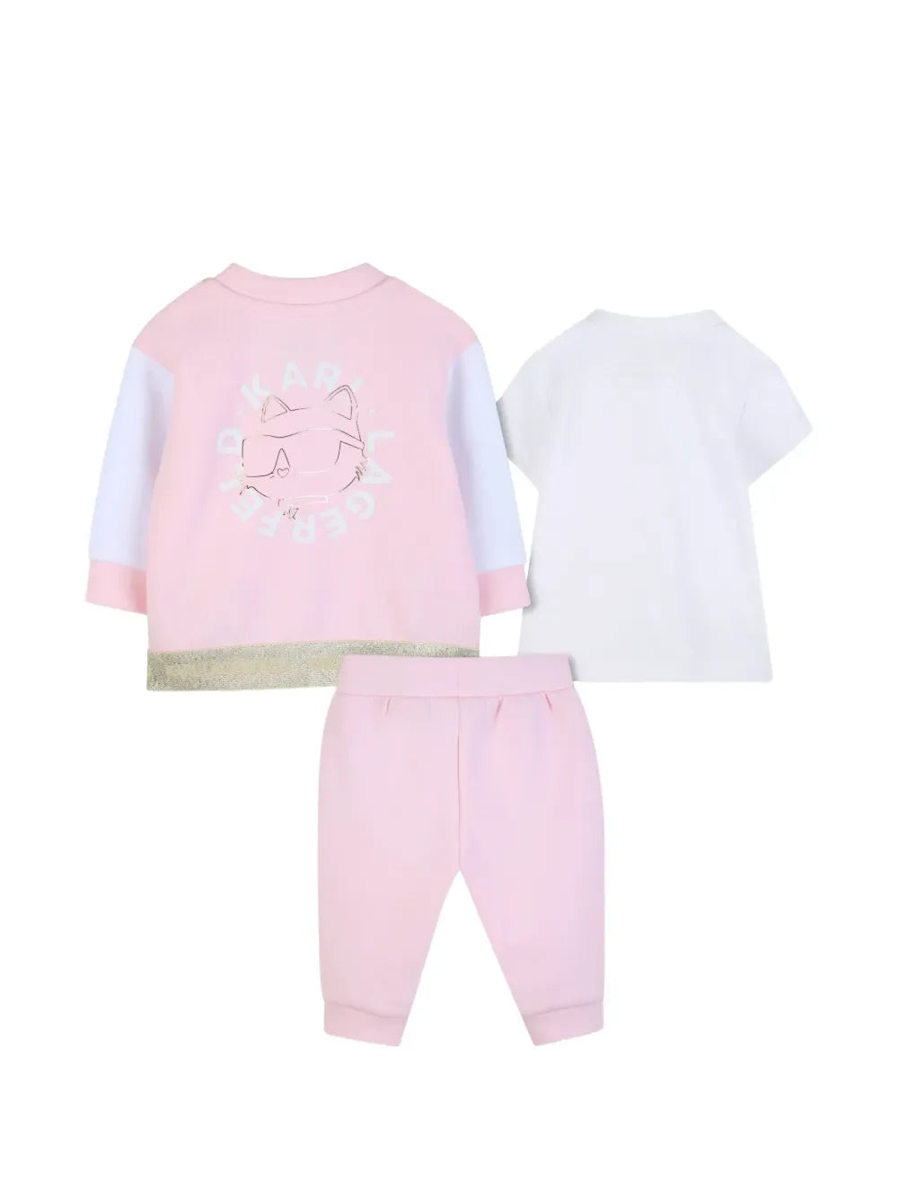 Karl Lagerfeld completo neonata giacca pantaloni T-shirt rosa bianco Z31047 ROSA BIANCO KARL LAGERFELD KIDS