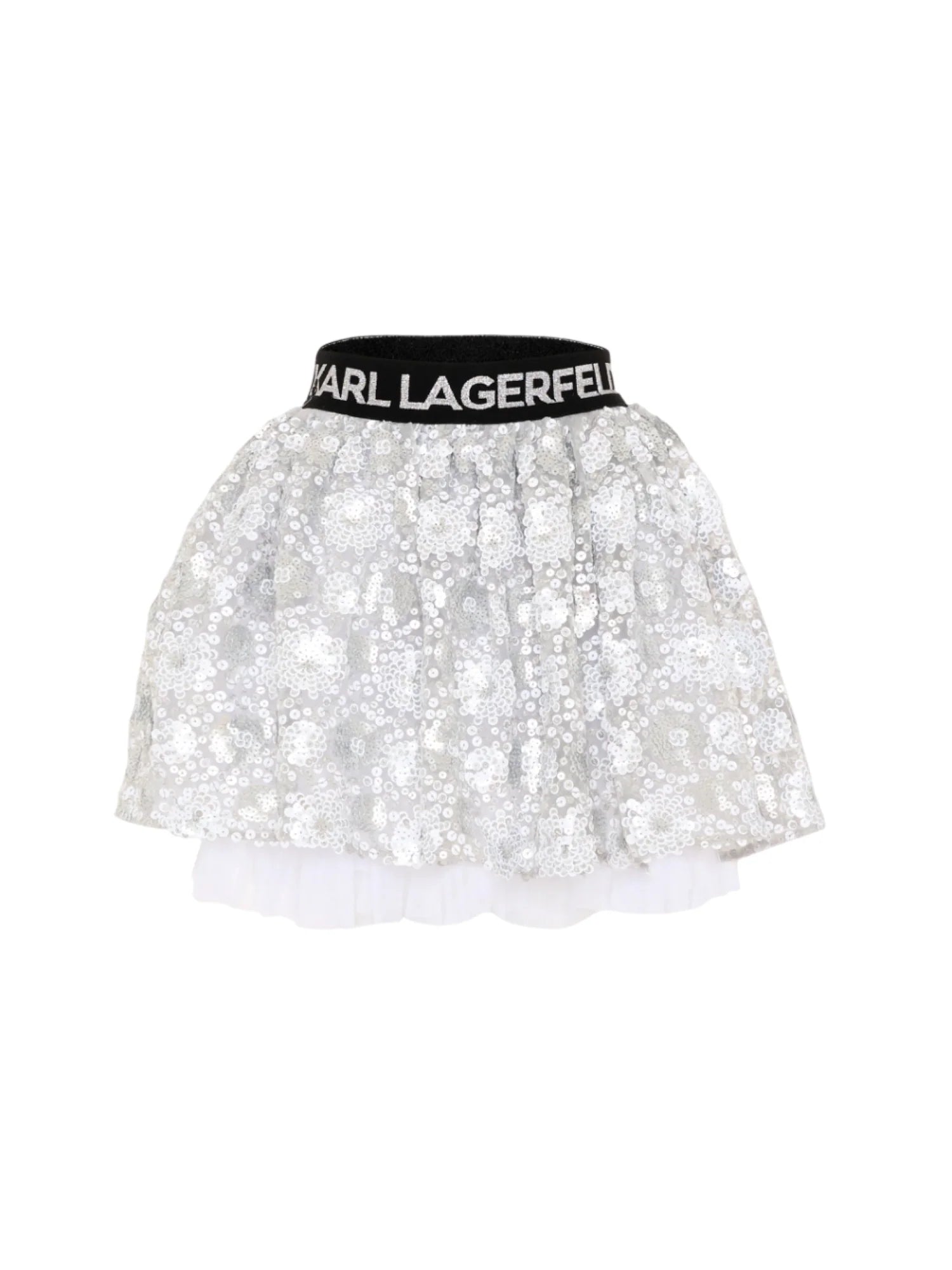 Karl Lagerfeld gonna corta bambina con ricami paillettes argento Z31118 GRIGIO CHIARO KARL LAGERFELD KIDS