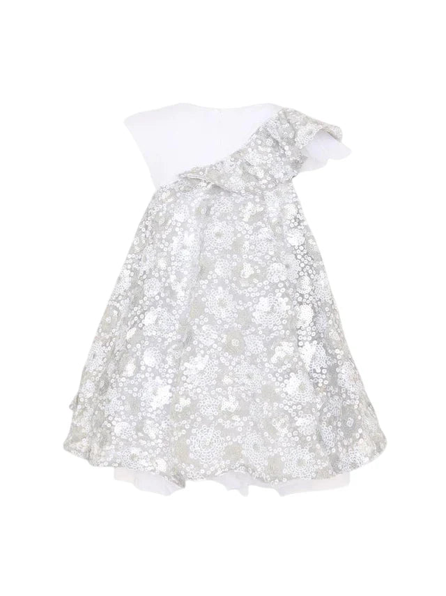 Karl Lagerfeld abito elegante bambina con paillettes argento Z31139 GRIGIO BIANCO KARL LAGERFELD KIDS
