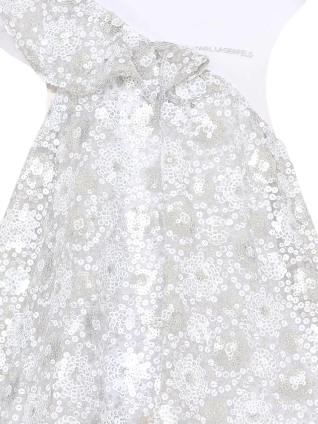 Karl Lagerfeld abito elegante bambina con paillettes argento Z31139 GRIGIO BIANCO KARL LAGERFELD KIDS