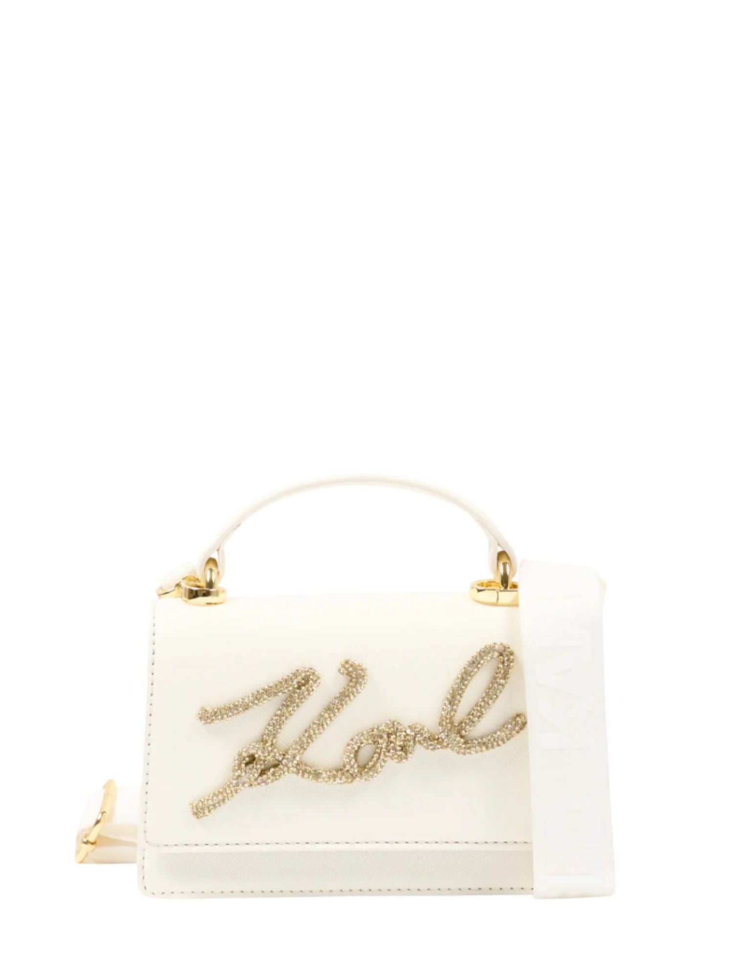 Karl Lagerfeld borsa in ecopelle saffiano con logo gioiello panna Z31212 ECRU KARL LAGERFELD KIDS