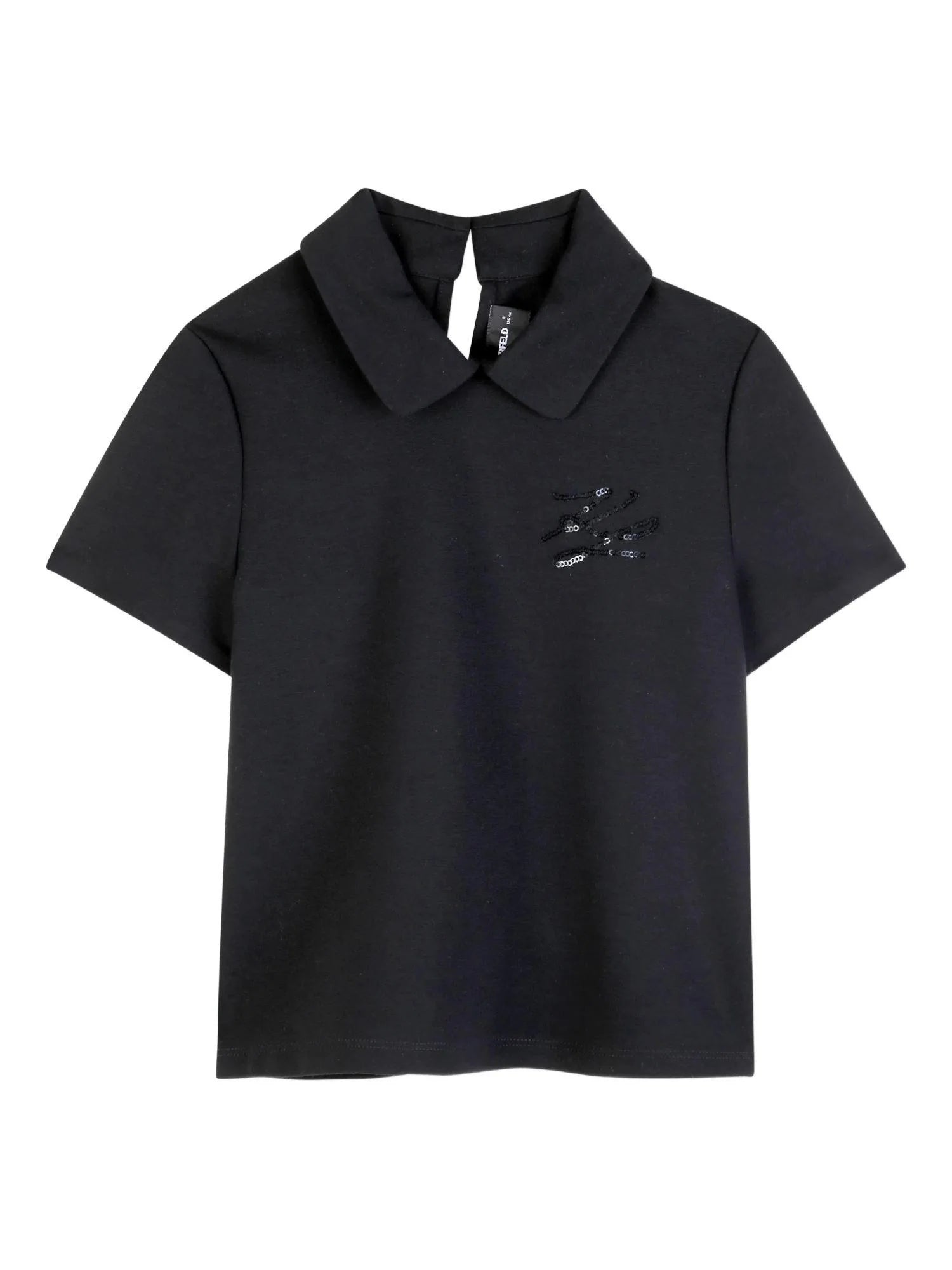 Karl Lagerfeld polo bambina manica corta con logo paillettes nero Z31271 NERO KARL LAGERFELD KIDS