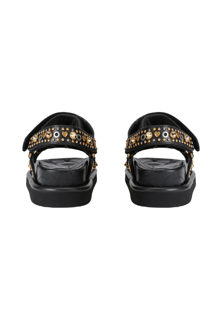 Kurt Geiger sandali donna in pelle Orson con borchie e strass nero 4461609309 BLACK KURT GEIGER