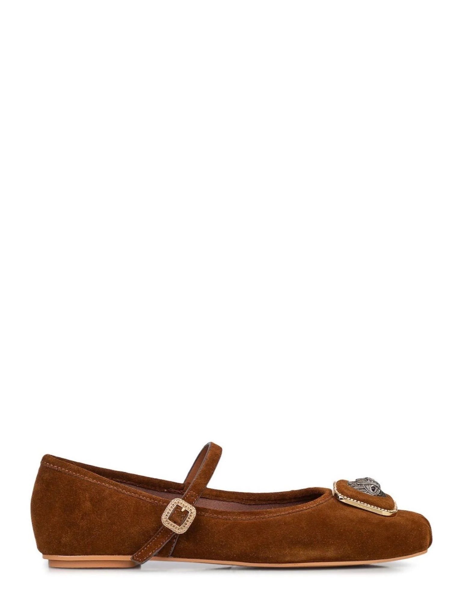 Kurt Geiger ballerine in suede con placca iconica marrone 5392030209 BROWN KURT GEIGER