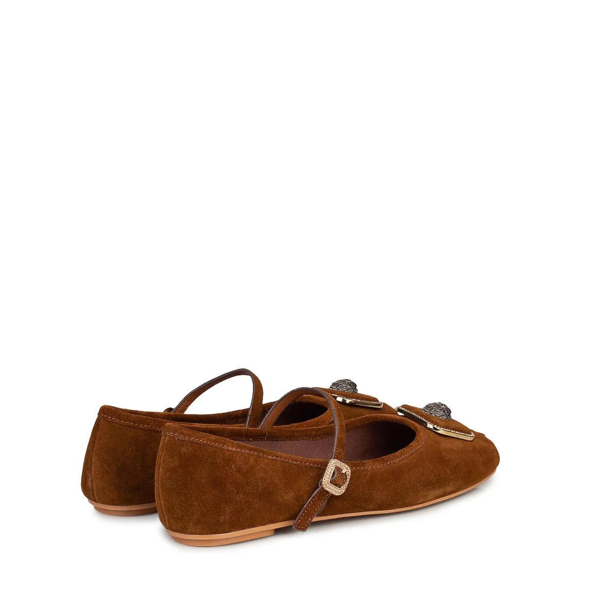 Kurt Geiger ballerine in suede con placca iconica marrone 5392030209 BROWN KURT GEIGER