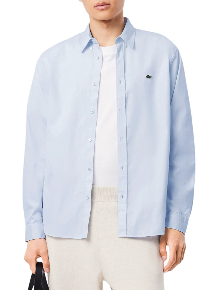 Lacoste camicia uomo manica lunga in cotone celeste CH2933 HBP LACOSTE