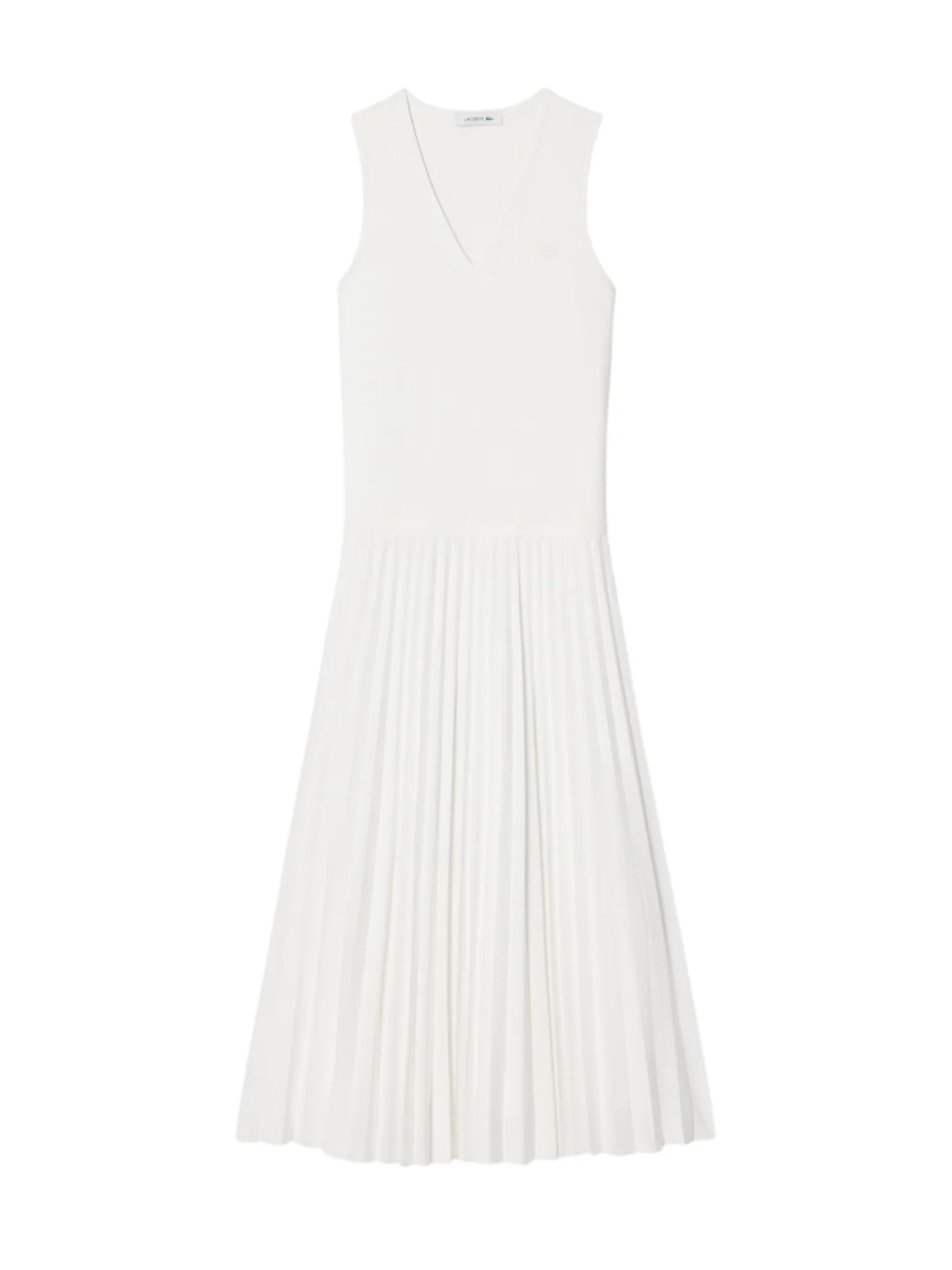 Lacoste abito lungo smanicato plissè panna EF2432 70V LACOSTE