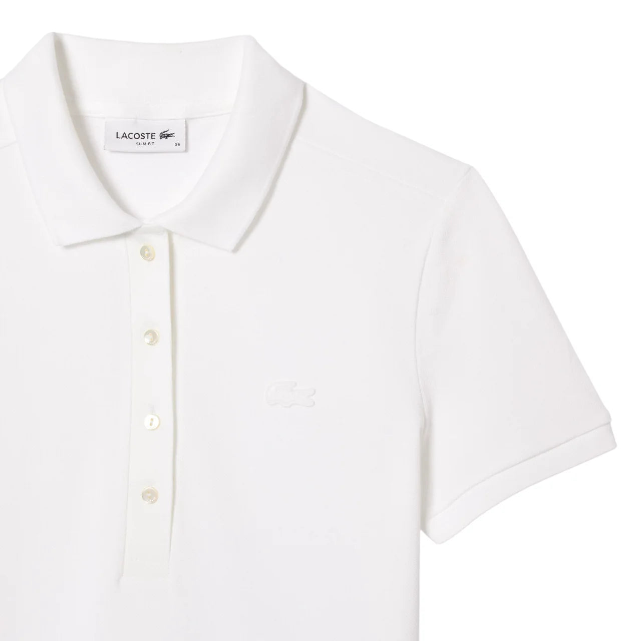 Lacoste polo donna manica corta in piquè bianco PF5462 001 LACOSTE