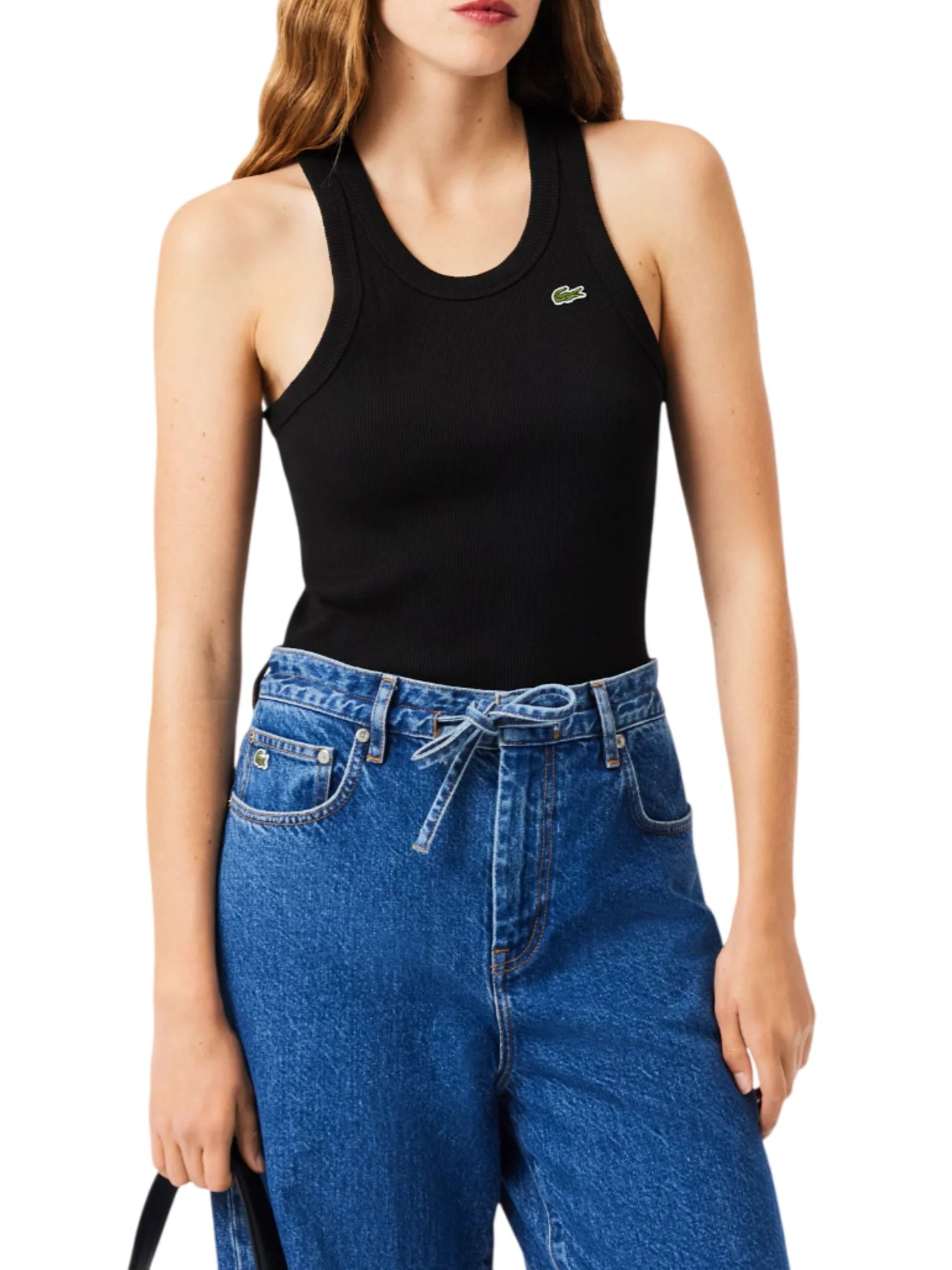 Lacoste canotta a costine donna nero TF5388 031 LACOSTE