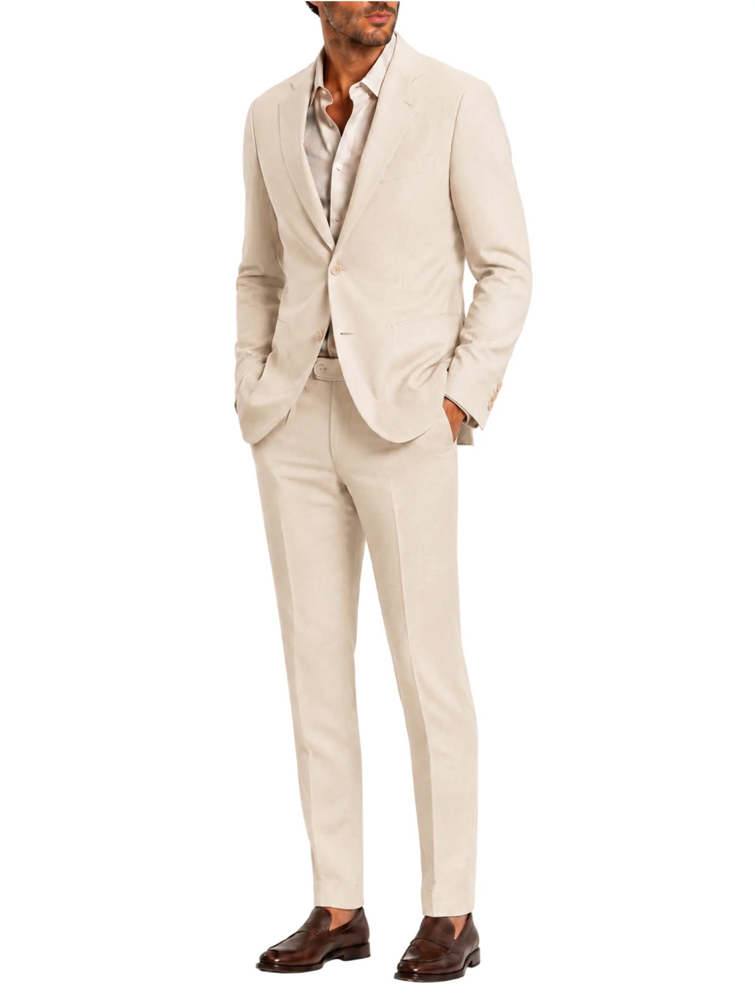 Le Braghe completo uomo monopetto in lino beige AB25-1631 BEIGE Le Braghe