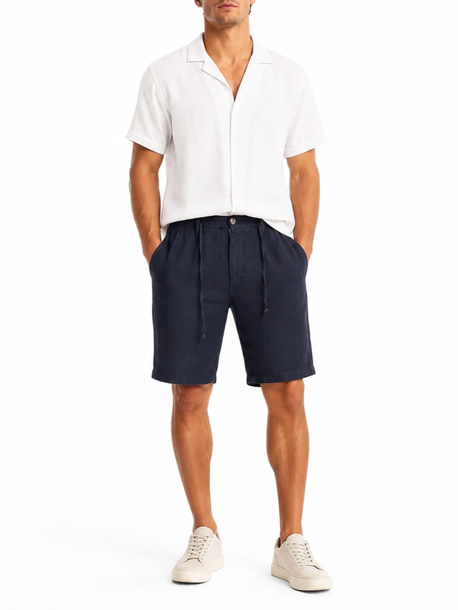 Le Braghe bermuda uomo in lino con pinces blu BM314-1615 BLU Le Braghe