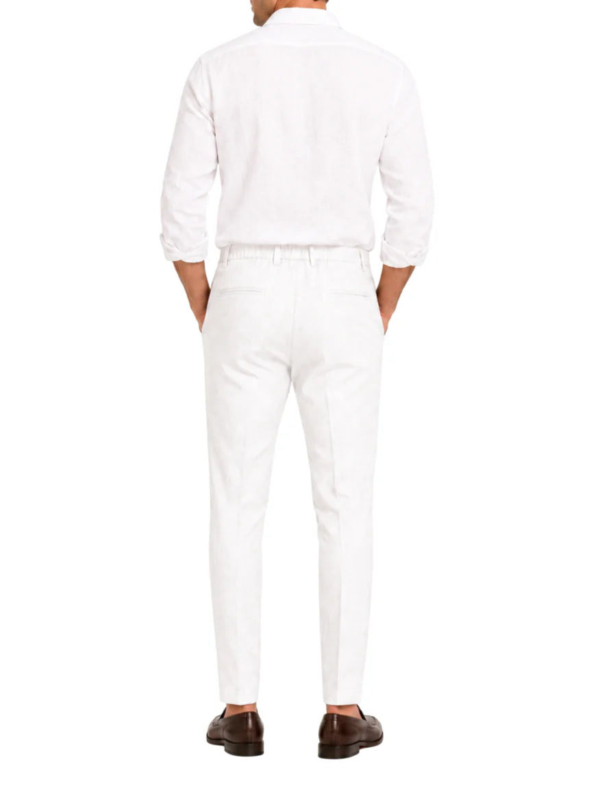 Le Braghe pantaloni uomo in lino slim bianco J381-1631 BIANCO Le Braghe