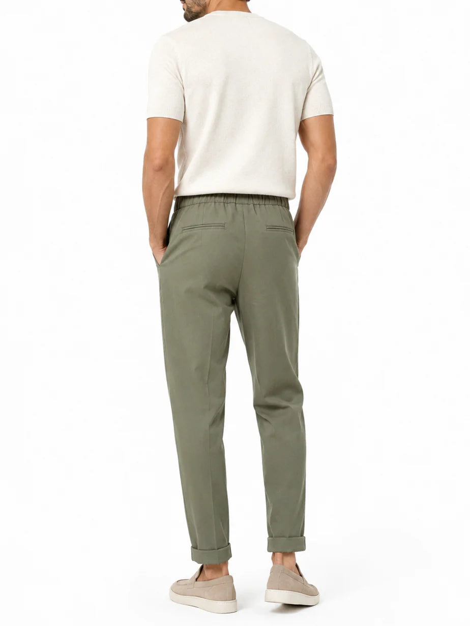 Le Braghe pantaloni uomo con coulisse misto viscosa verde salvia J394-1645 SALVIA Le Braghe
