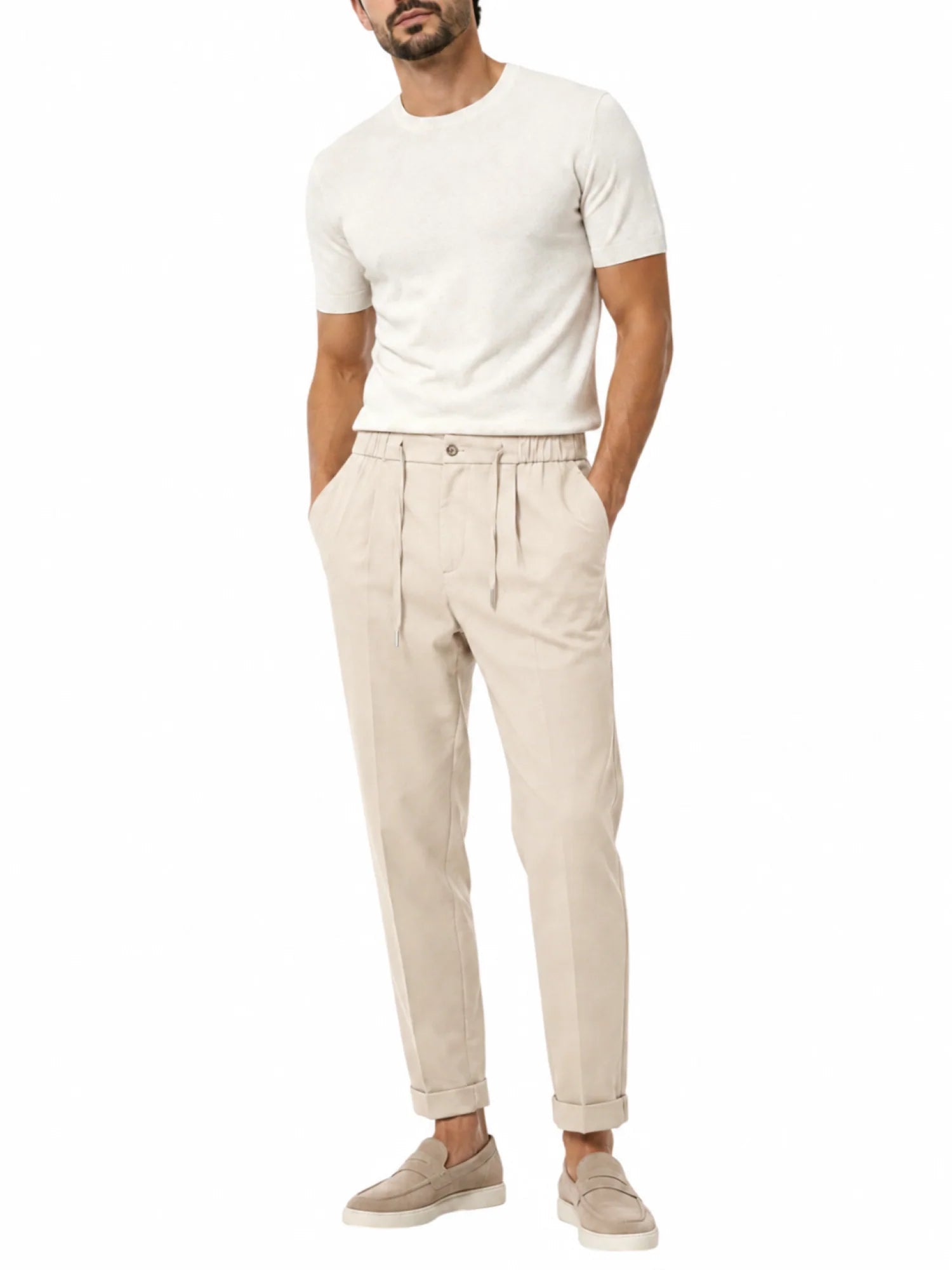 Le Braghe pantaloni uomo con coulisse misto viscosa tortora J394-1645 TORTORA Le Braghe
