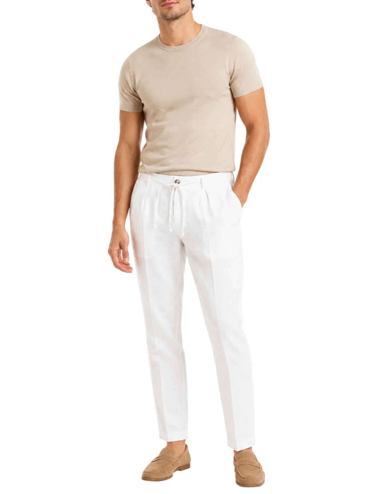Le Braghe pantaloni uomo in lino slim bianco M314-1615 BIANCO Le Braghe