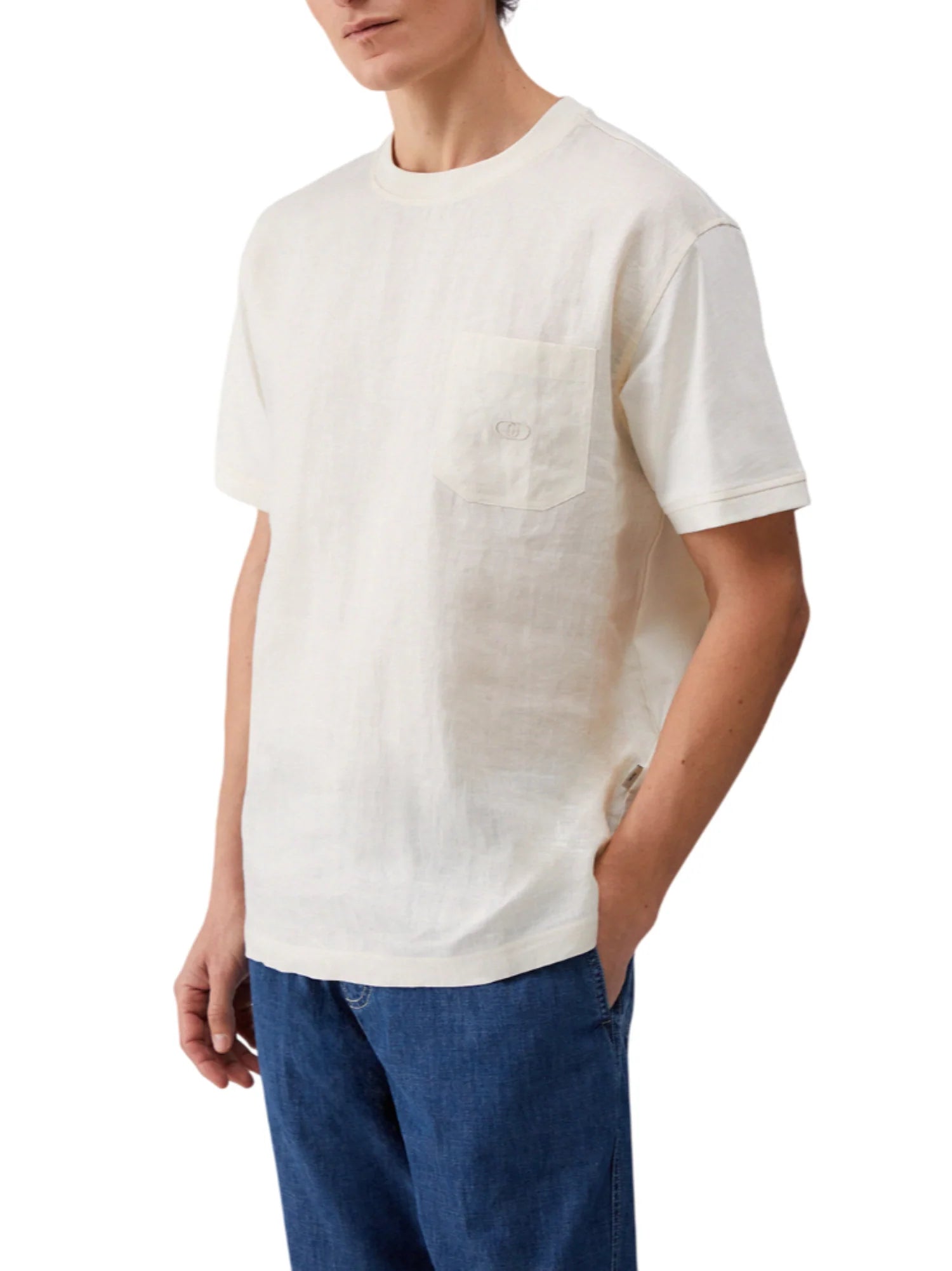 Liu Jo T-shirt uomo in lino e jersey color crema QA6176J3914 20601 LIU JO