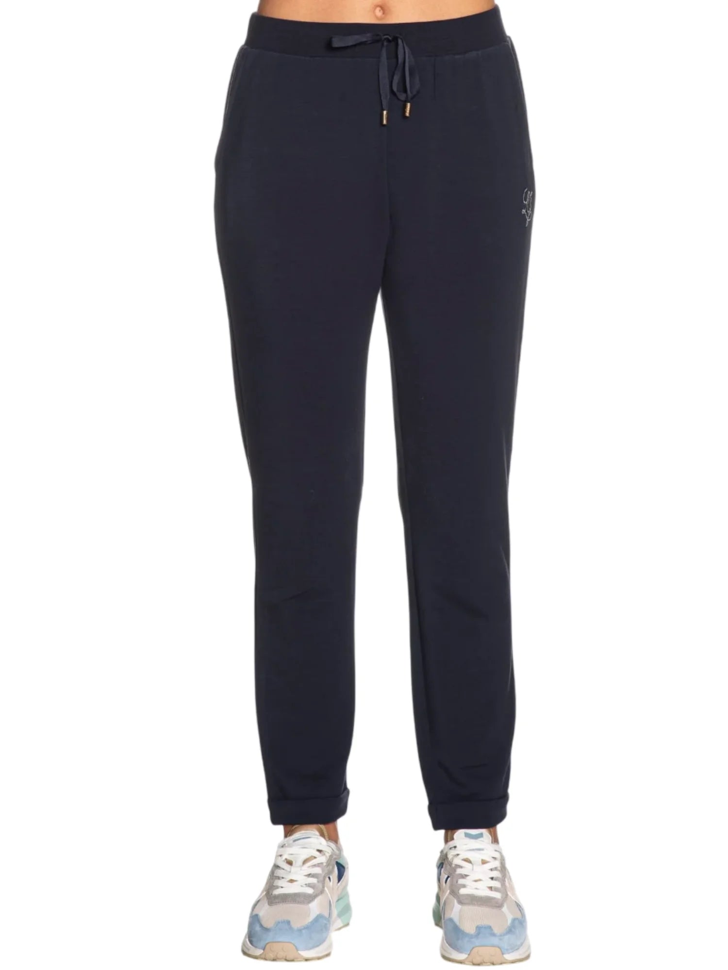 Liu Jo pantaloni joggers con logo strass blu TA6081JS869 93924 LIU JO