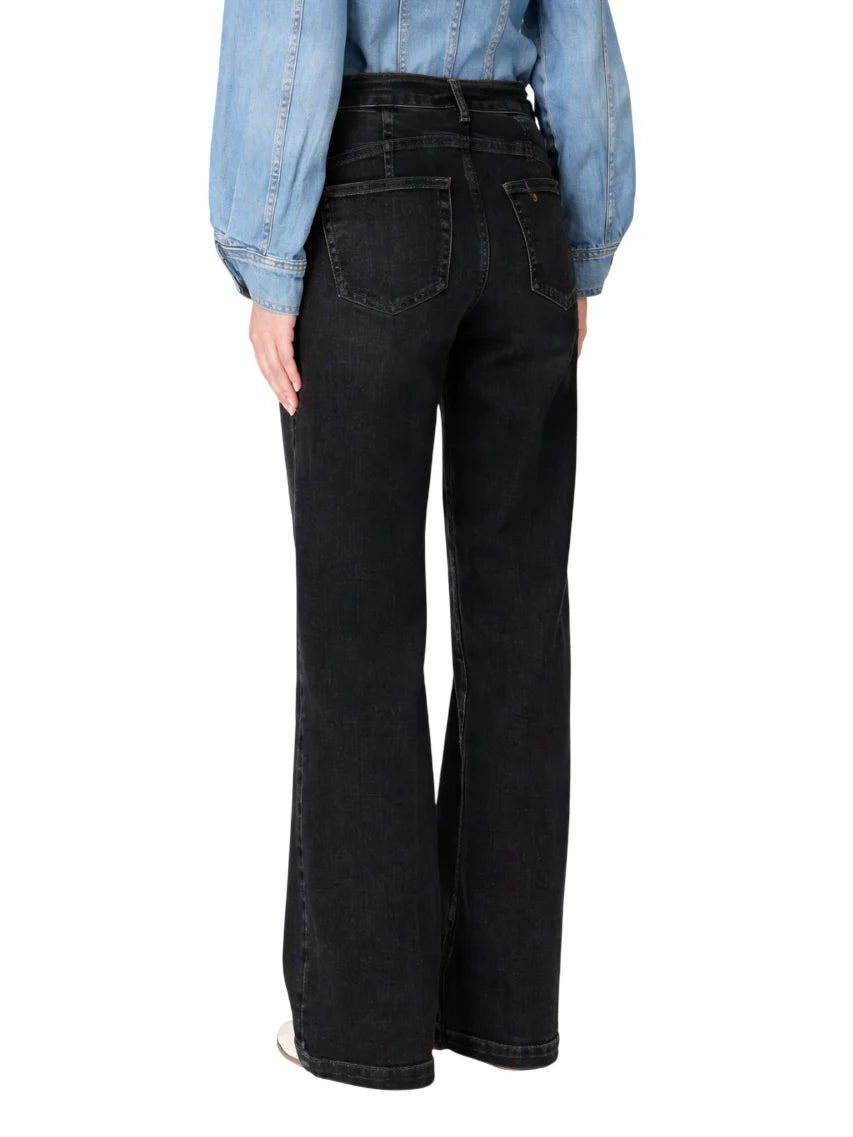 Liu Jo jeans flare vita alta con cintina lavaggio nero UA6160D0264 8L451 LIU JO