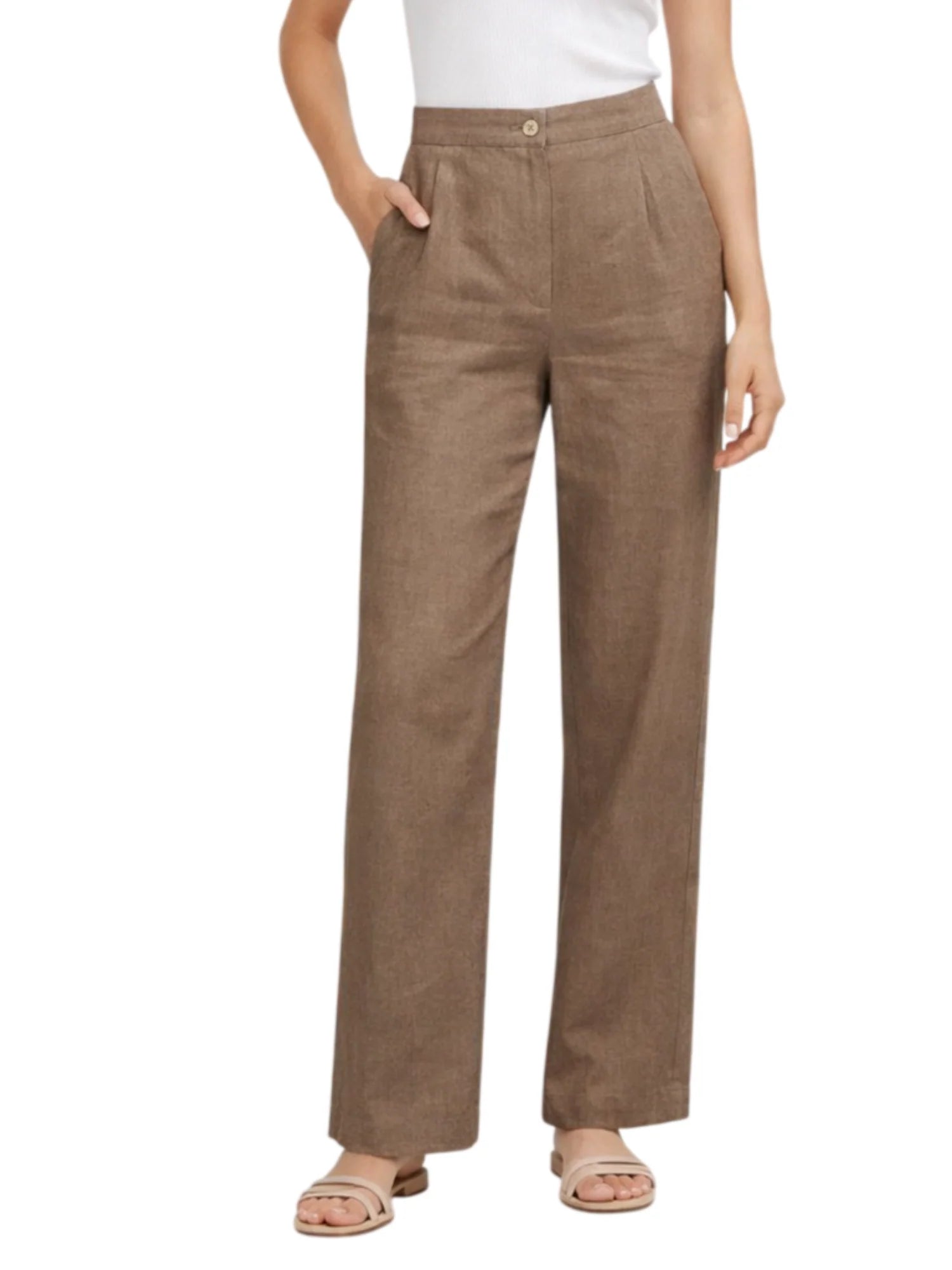Lola by Sandro Ferrone pantaloni gamba dritta misto lino cuoio L15XBFMARTINA CUOIO Lola BY S.FERRONE