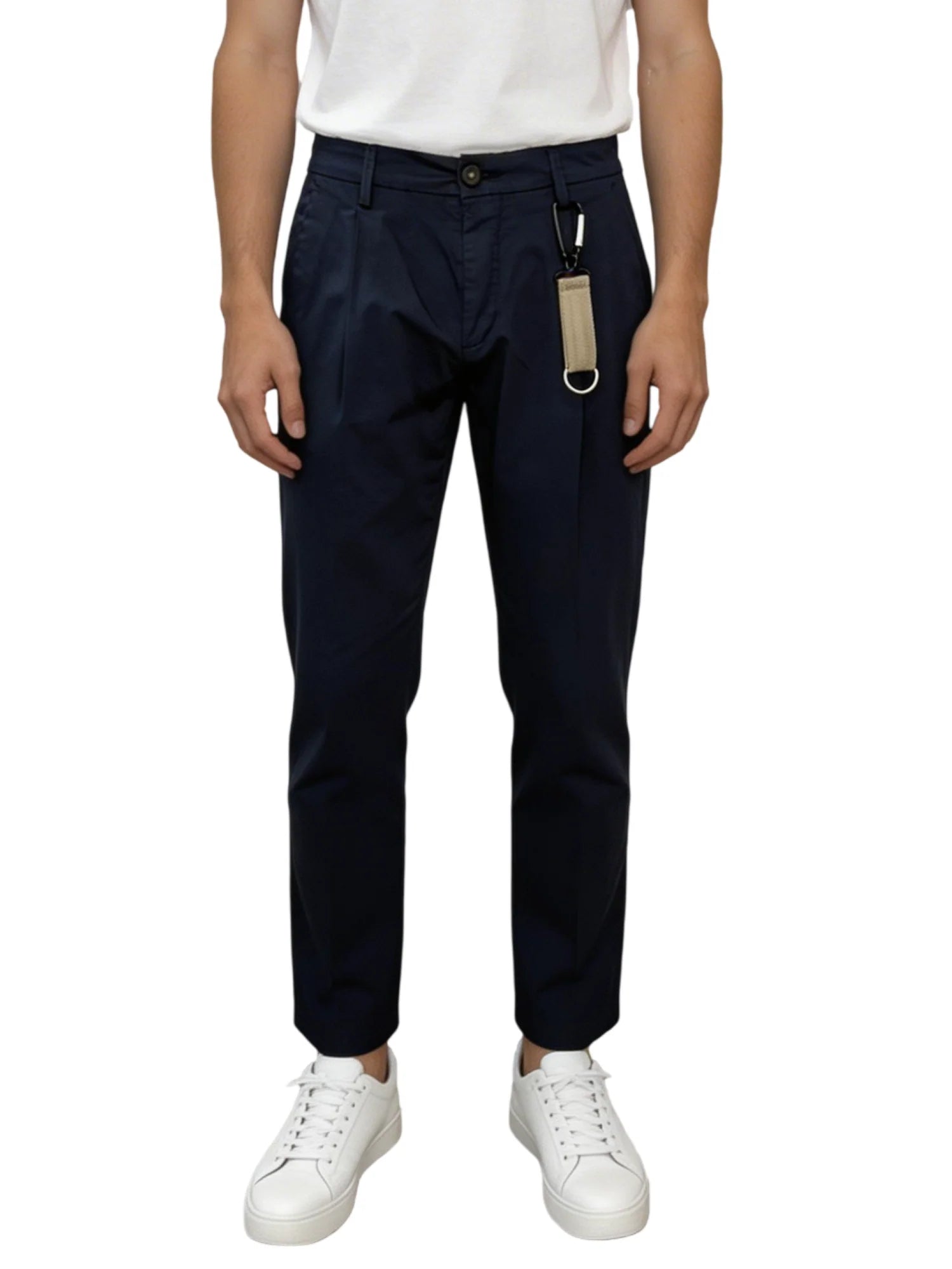 Manuel Ritz pantaloni uomo slim trama check blu 4032P1408TC-263079 89 MANUEL RITZ