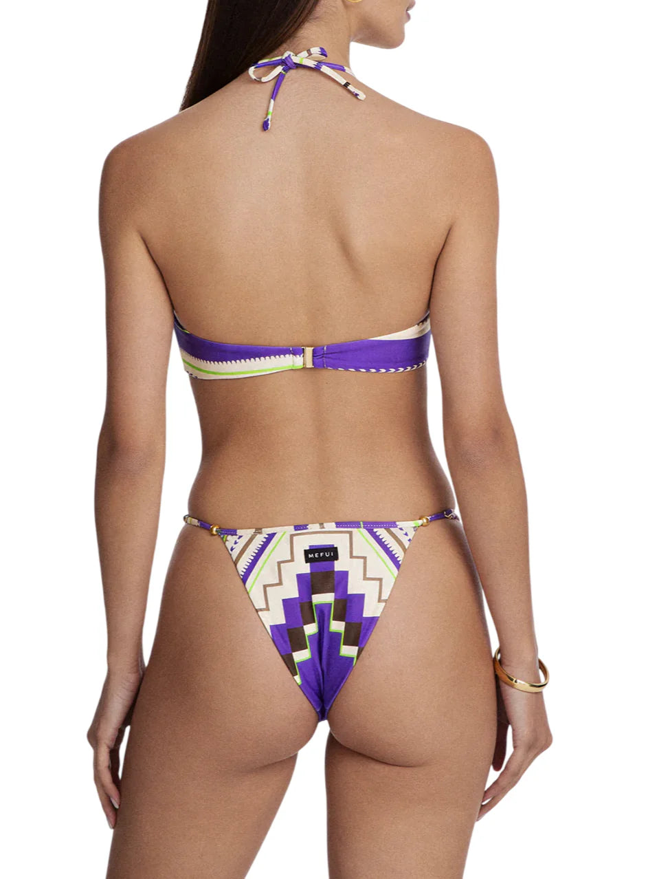 Me Fui bikini top a fascia e slip in fantasia multicolor viola verde MF26-SW0511 X35 ME FUI