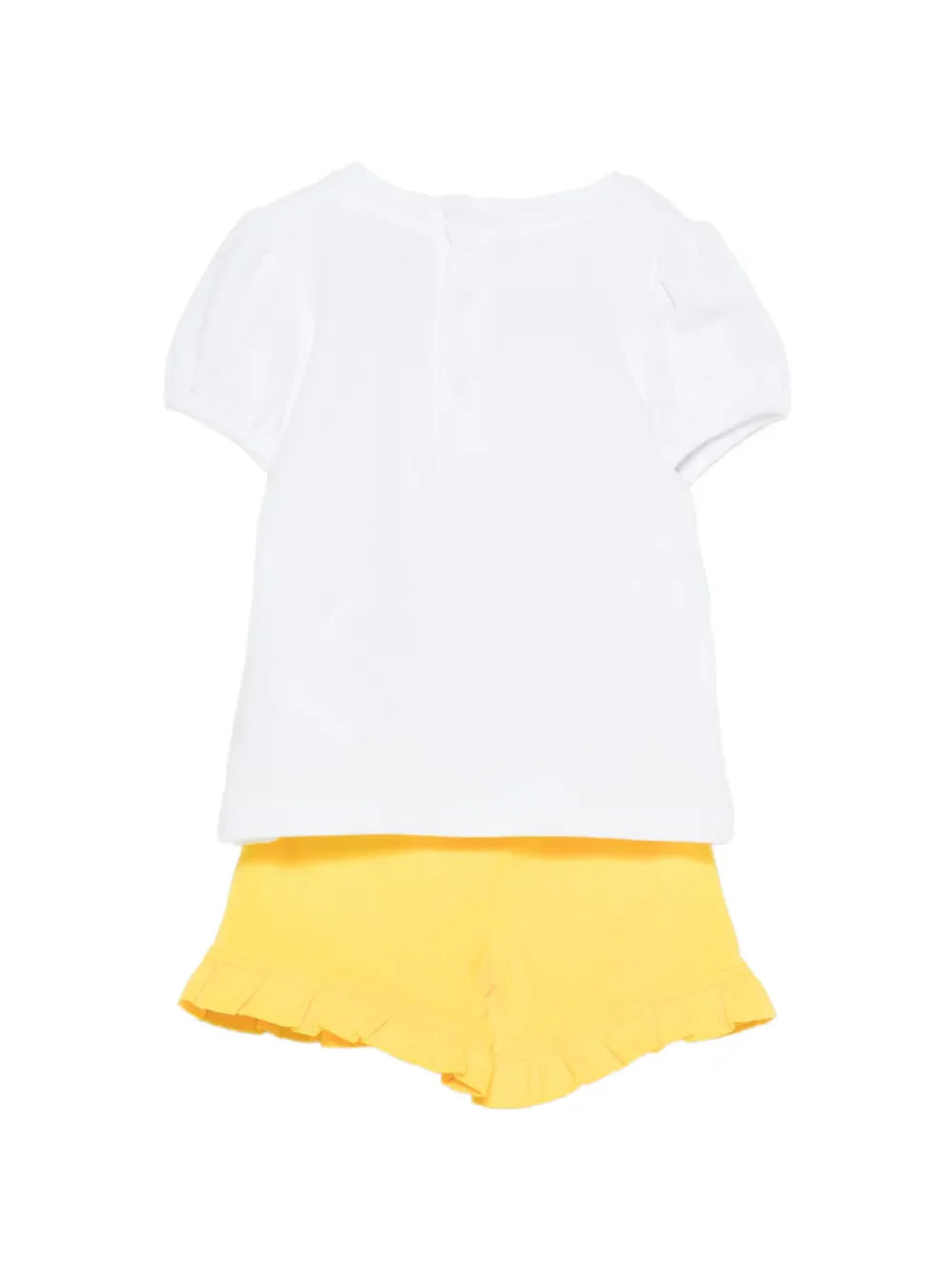 Moschino completo neonata T-shirt e shorts bianco giallo MBG01O-LBA00 82673 MOSCHINO