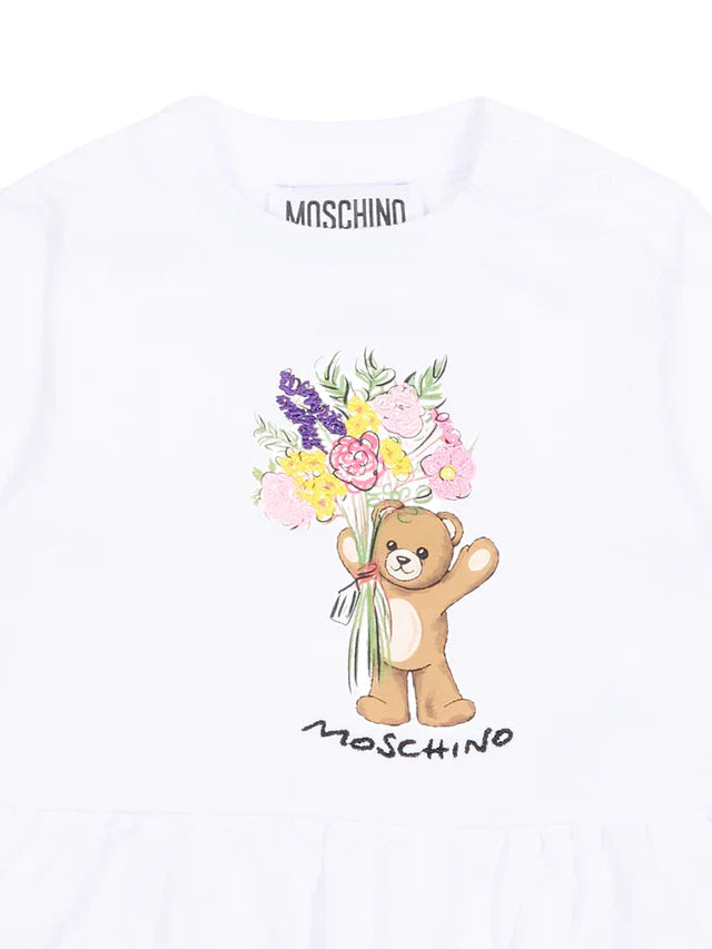 Moschino felpa neonata con stampa orsetto bianco MDF035-LDA00 10101 MOSCHINO