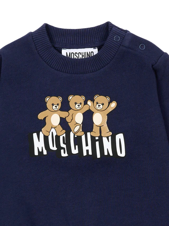 Moschino felpa neonato con stampa orsetti Toy blu MTF060-LCA89 40016 MOSCHINO