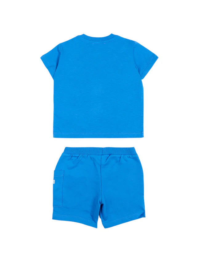Moschino completo neonato T-shirt e shorts con orsetto bluette MUG01U-LCA19 40630 MOSCHINO