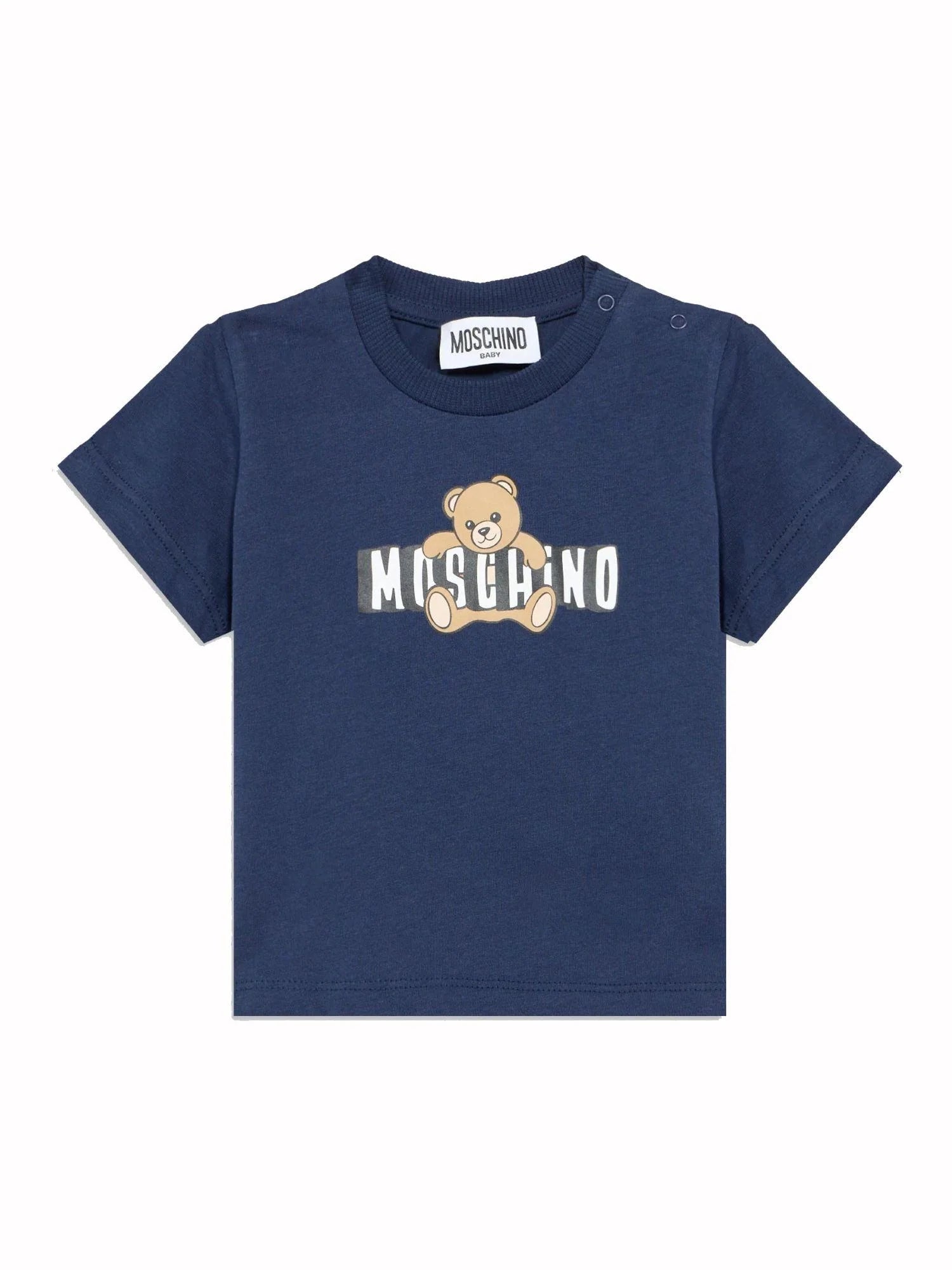 Moschino T-shirt neonato manica corta con orsetto blu MUM04P-LAA03 40016 MOSCHINO
