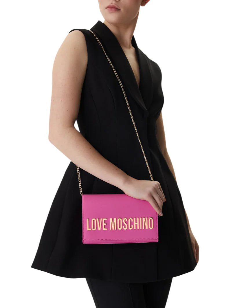 Love Moschino borsa a tracolla con placca logo fucsia oro JC4103PP1O-KD0 604 MOSCHINO LOVE