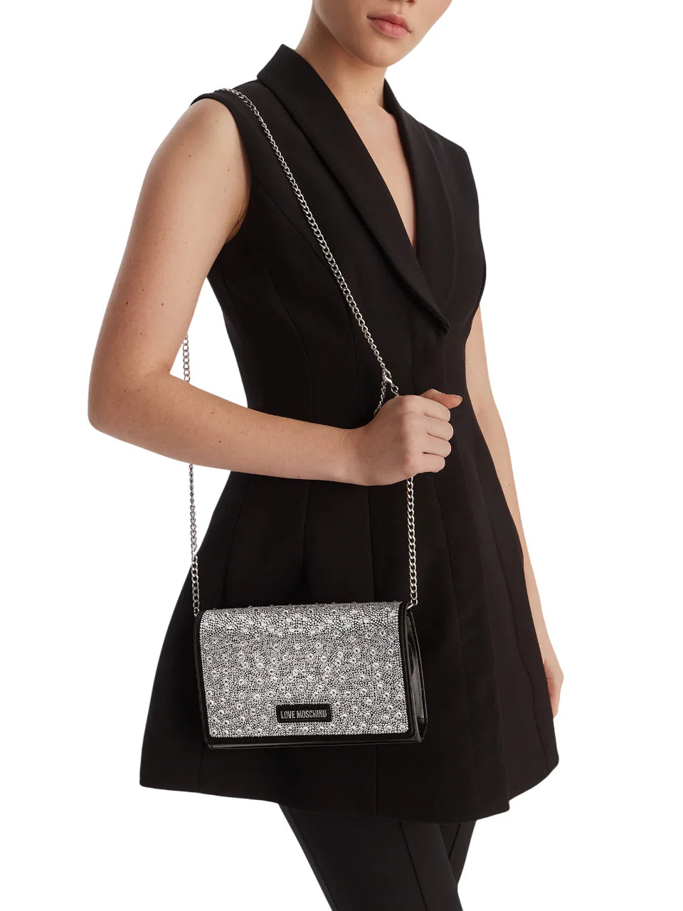 Love Moschino borsa a tracolla con applicazioni gioiello nero JC4168PP1O-LW1 00A MOSCHINO LOVE