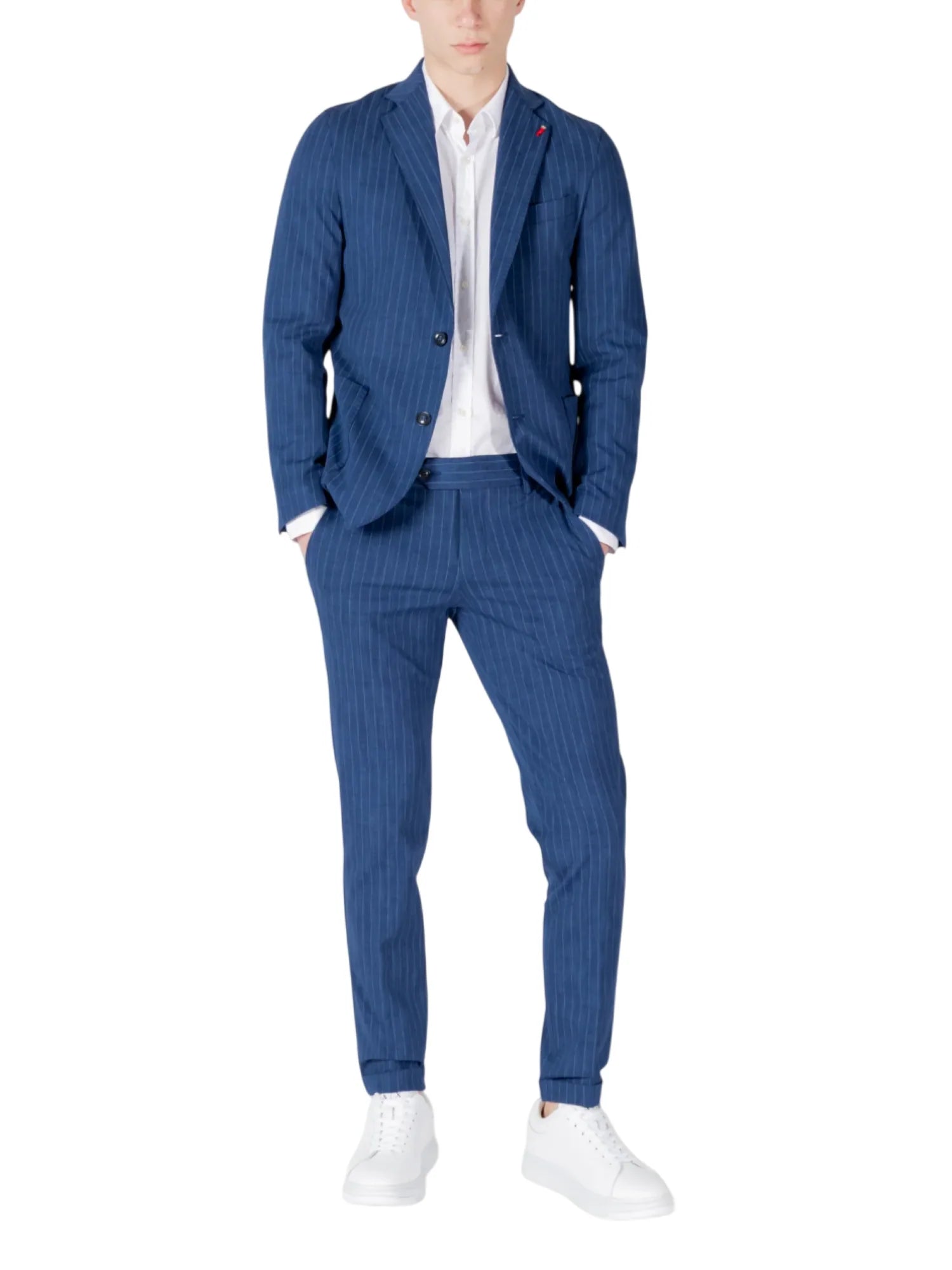 Mulish abito uomo Raffaello gessato giacca e pantalone bluette RAFFAELLO-AB7200-R INDACO MULISH