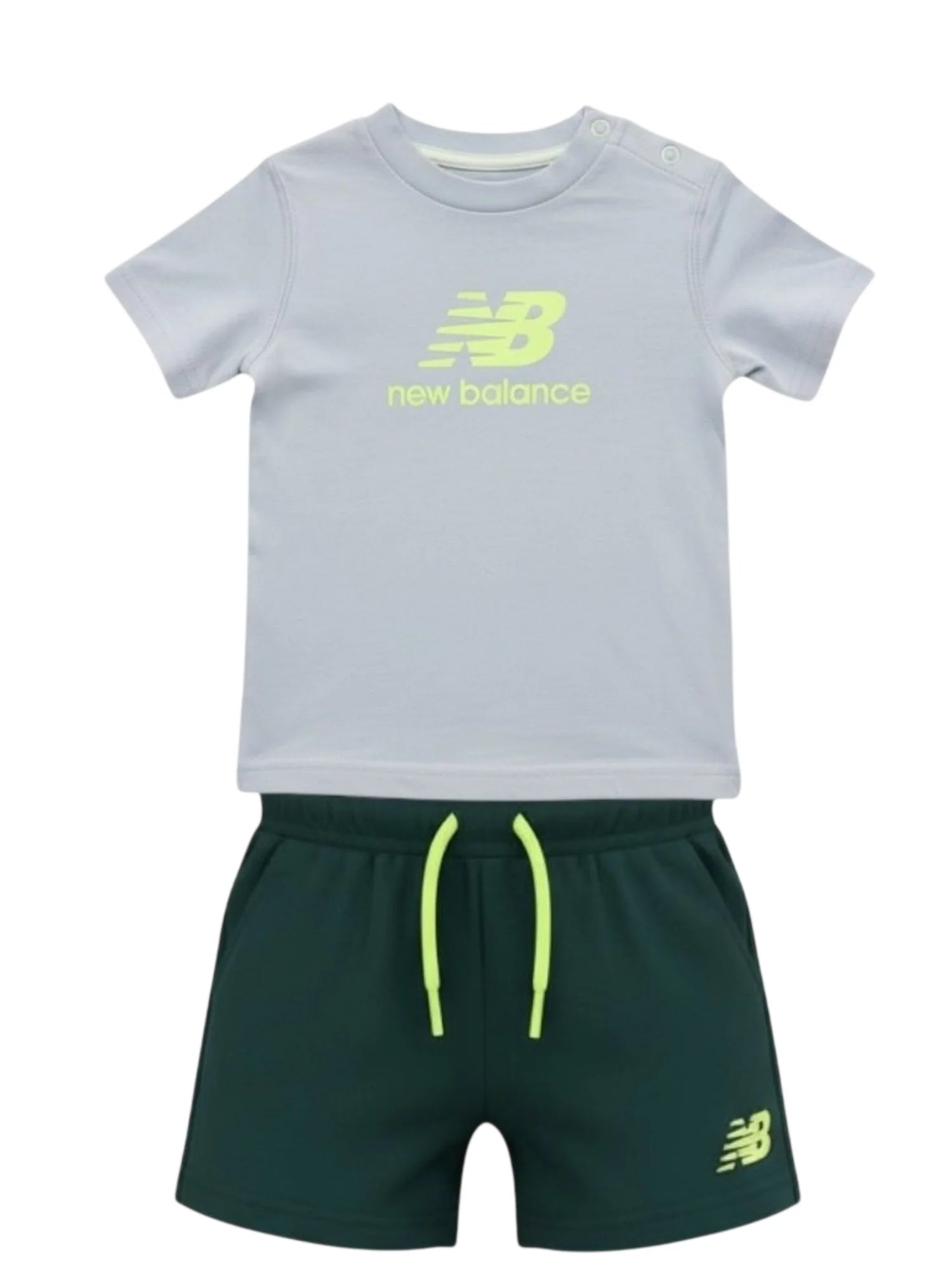 New Balance completo neonato T-shirt e shorts celeste verde petrolio IS61I368I AA1 NEW BALANCE