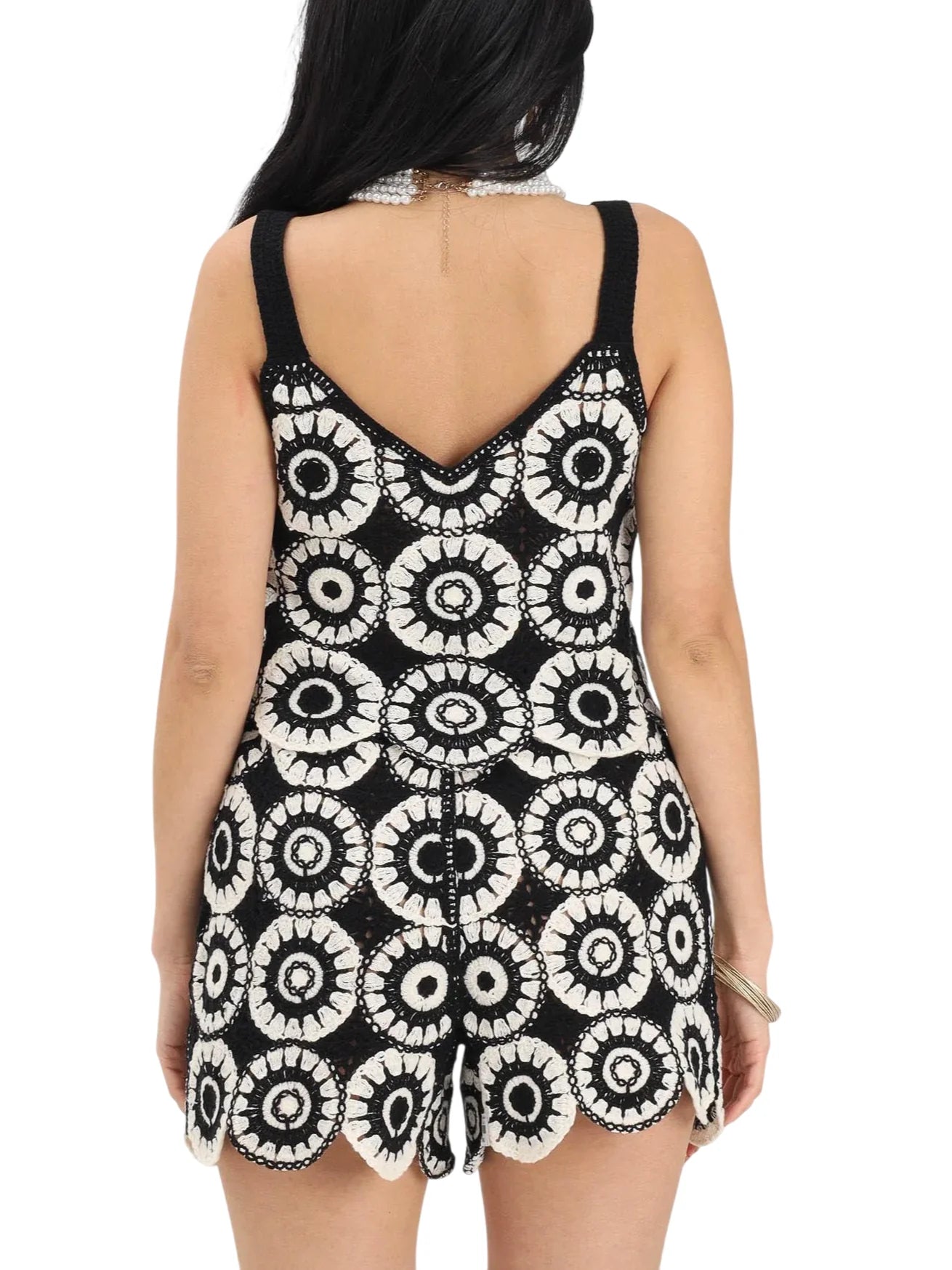 Only top crochet donna crop nero panna 15289731 BLACK BIRCH ONLY