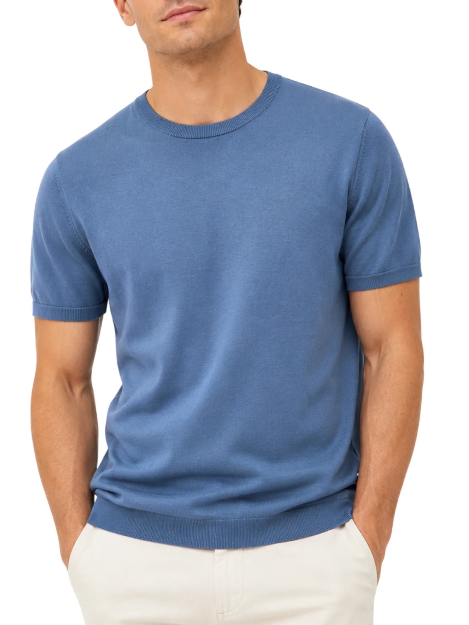 Opificio maglia uomo in cotone manica corta blu avio 660101 BLUE STONE Opificio 4.0