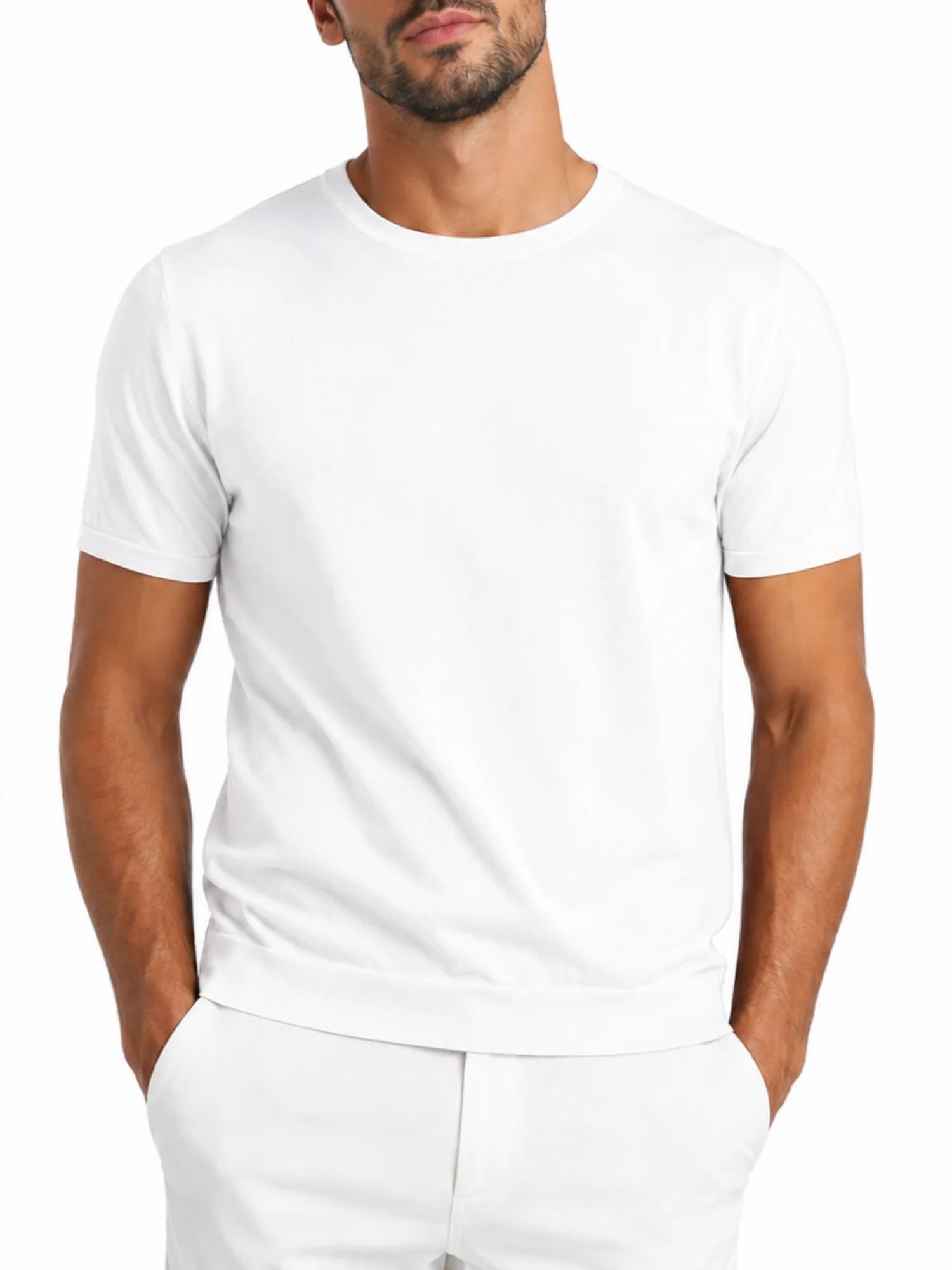 Opificio maglia manica corta uomo misto lino panna 661261 BIANCO Opificio 4.0