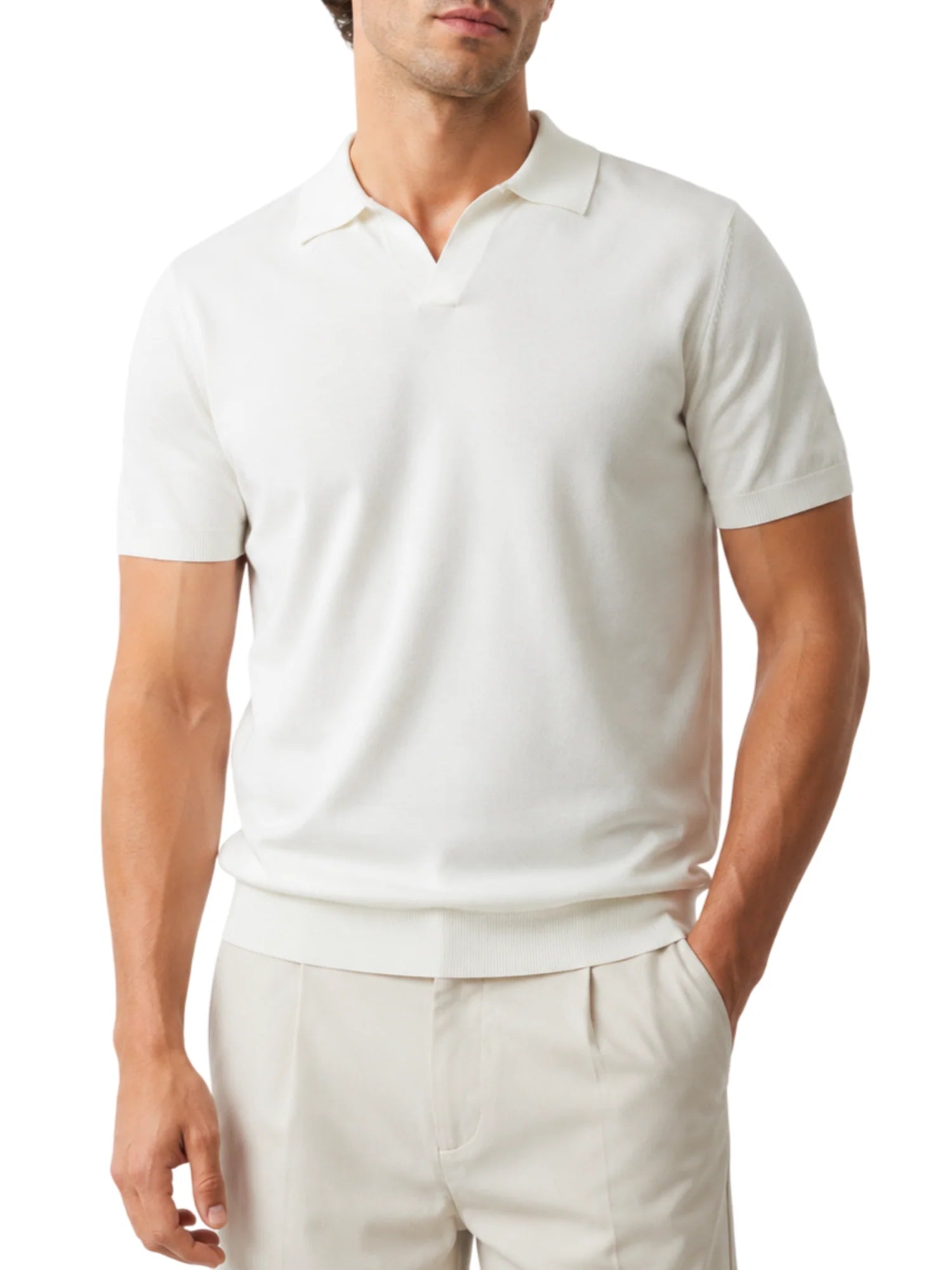 Opificio polo in maglia misto lino uomo bianco 661263 BIANCO Opificio 4.0
