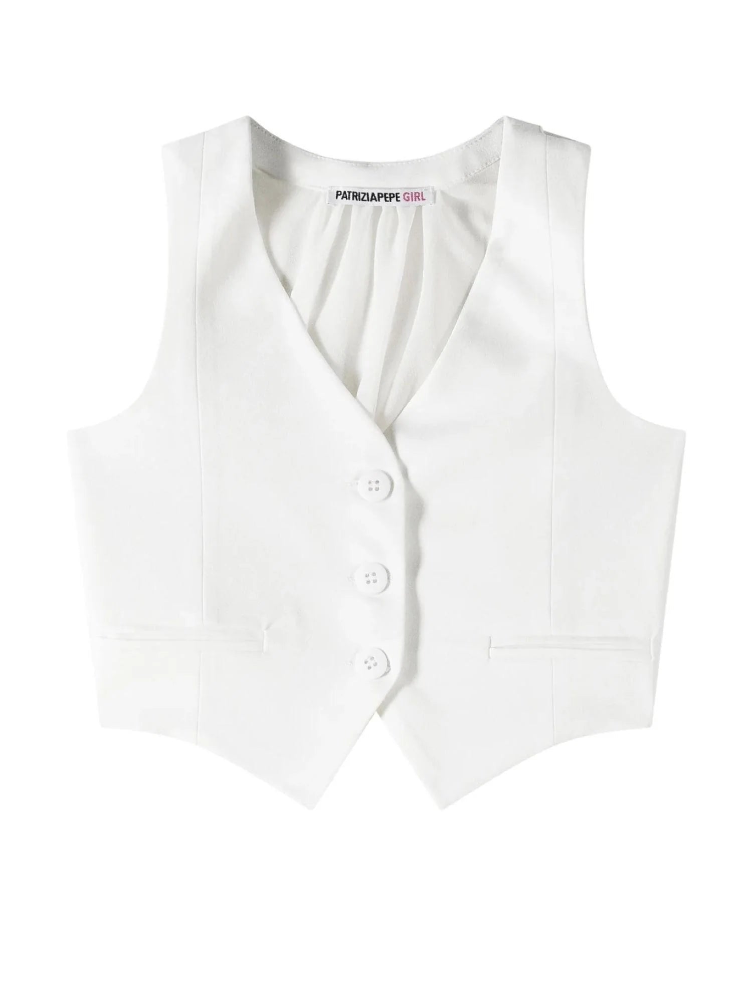 Patrizia Pepe gilet bambina in georgette e crepe bianco 7C0273-A555 W146 PATRIZIA PEPE