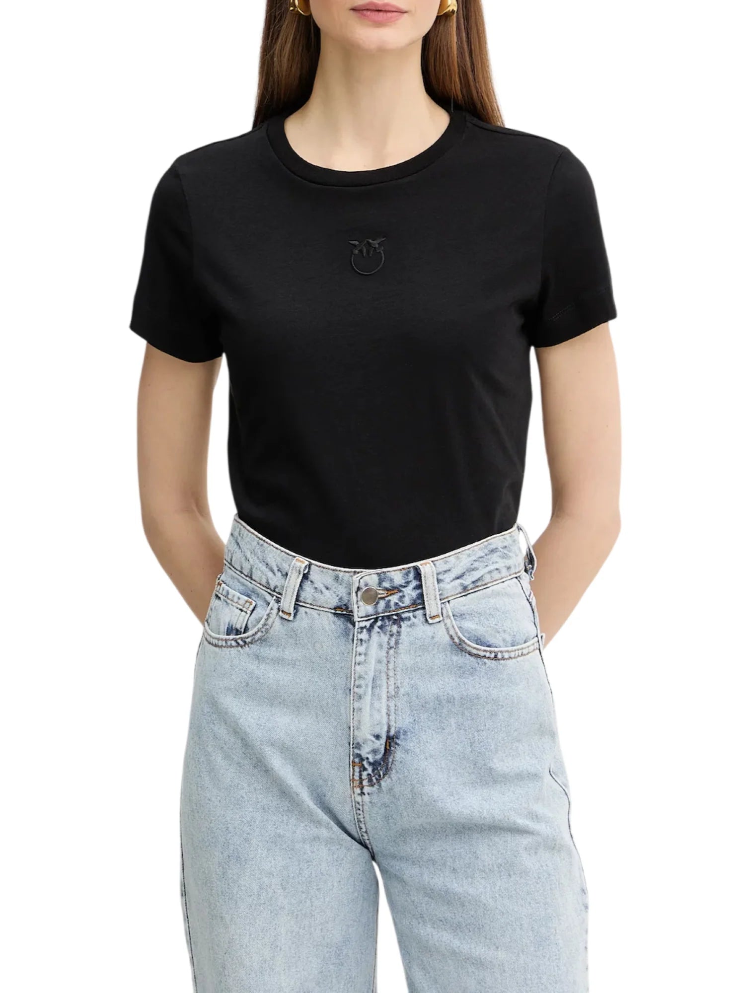 Pinko T-shirt donna Bussolotto manica corta nero 100355-A339 Z99 PINKO