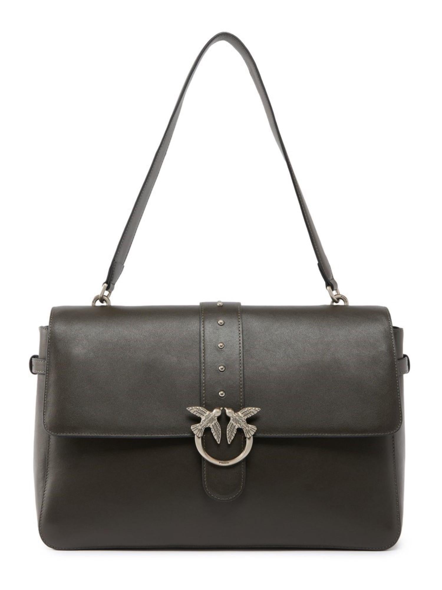 Pinko borsa Love One Extra Slouchy in pelle verde bosco 105067-A0QO K35O PINKO