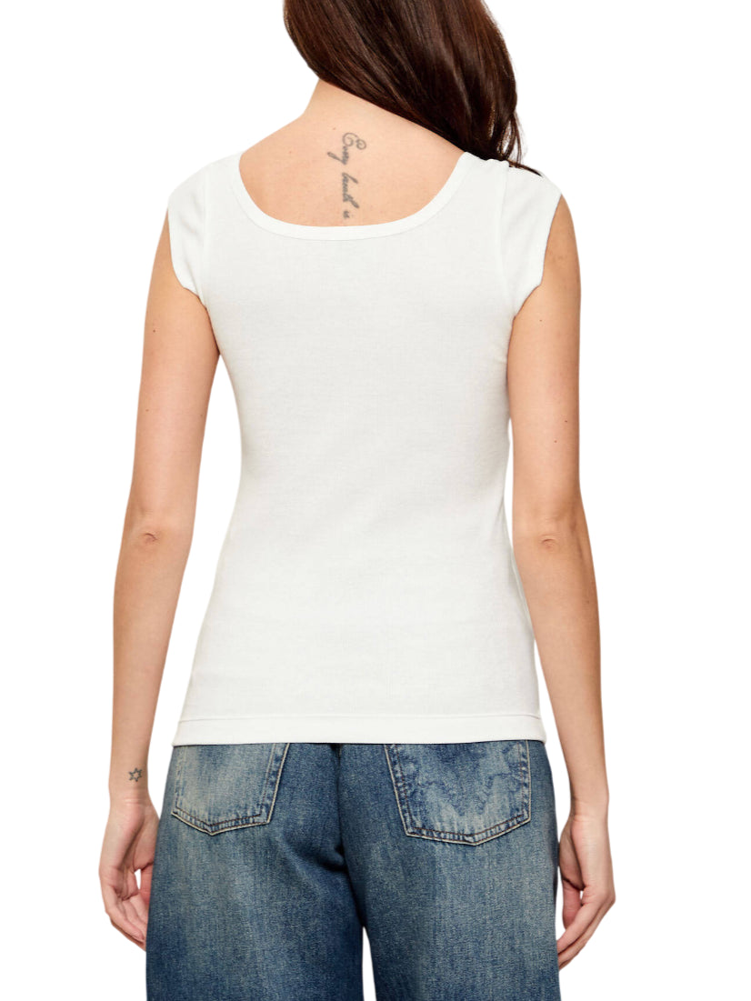 Pinko top a costine Tenace con logo bianco 105511-A338 Z05 PINKO