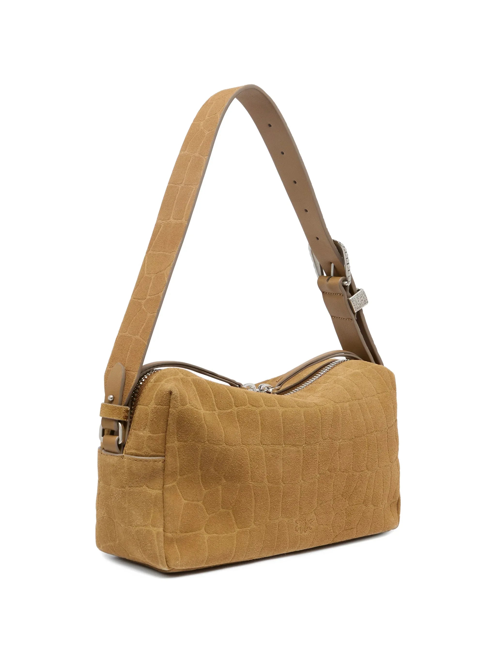 Pinko borsa bauletto Trittico in nabuk effetto coccodrillo beige 106761-A2YW L22O PINKO