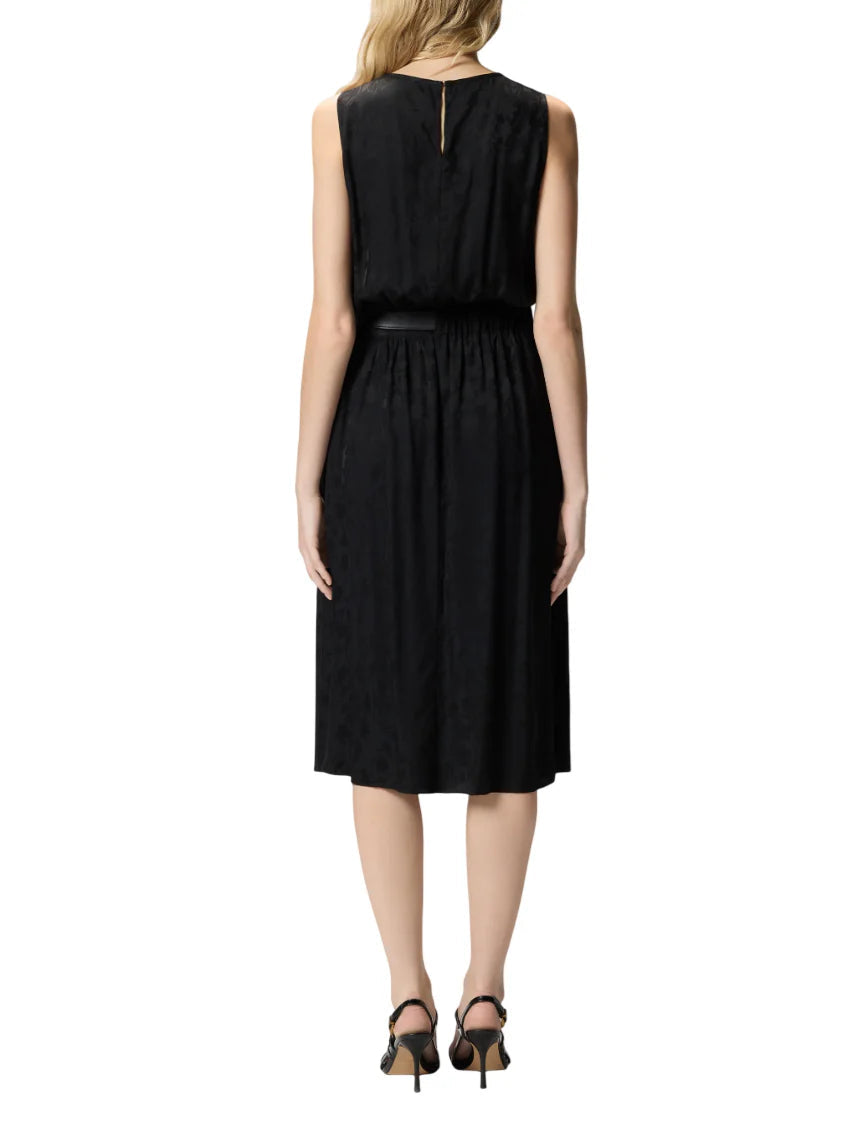 Pinko abito midi Caserta in fantasia floreale con cinta nero 106801-A3AN Z99 PINKO