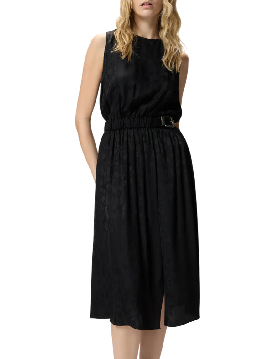 Pinko abito midi Caserta in fantasia floreale con cinta nero 106801-A3AN Z99 PINKO