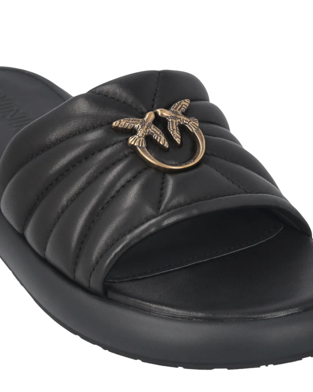 Pinko ciabatte Fiona in pelle con logo nero SD0525P003 Z99 PINKO