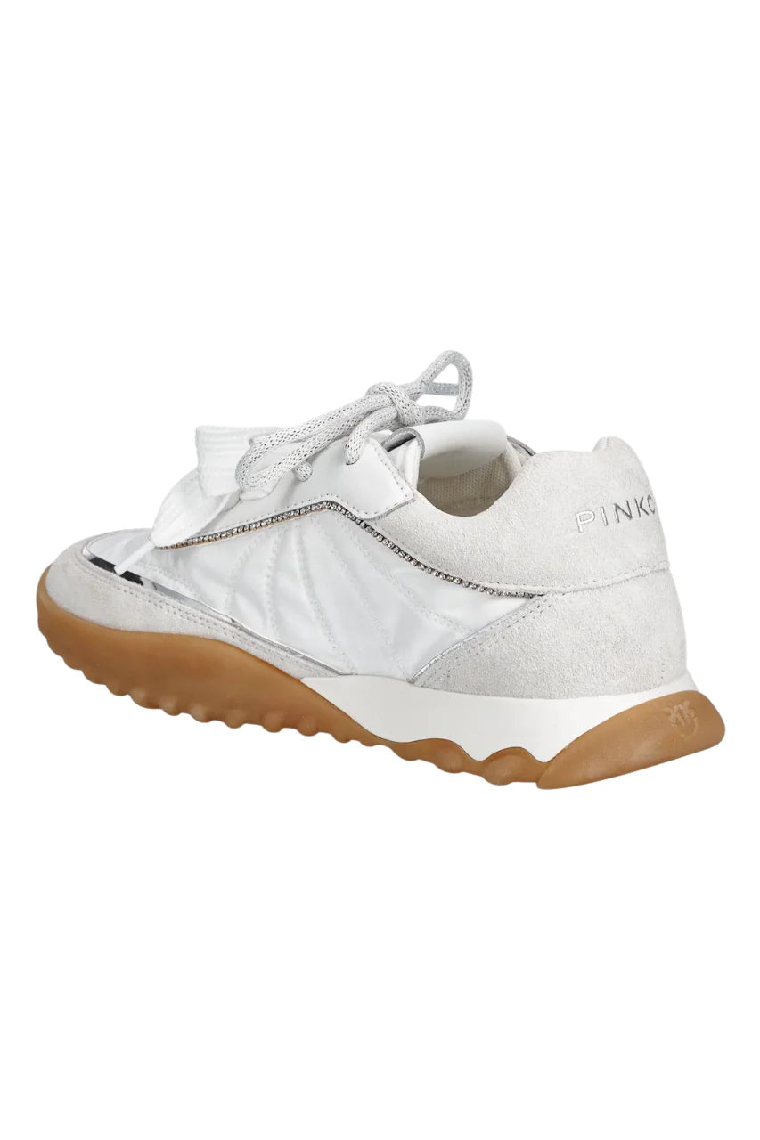 Pinko sneakers Gea doppi lacci con strass bianco SS0179P076 Z1B PINKO